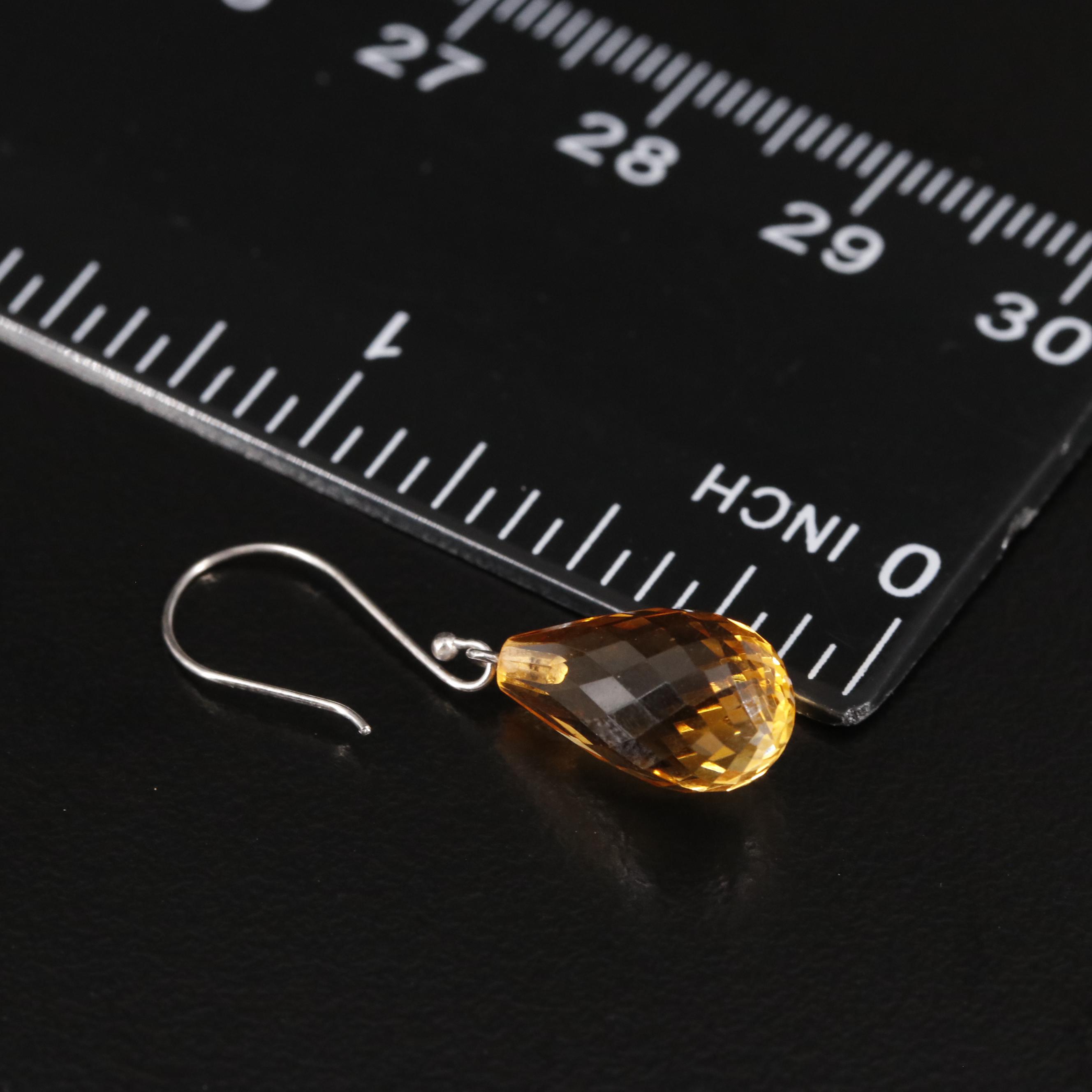 14K Citrine Facted Drop Earrings