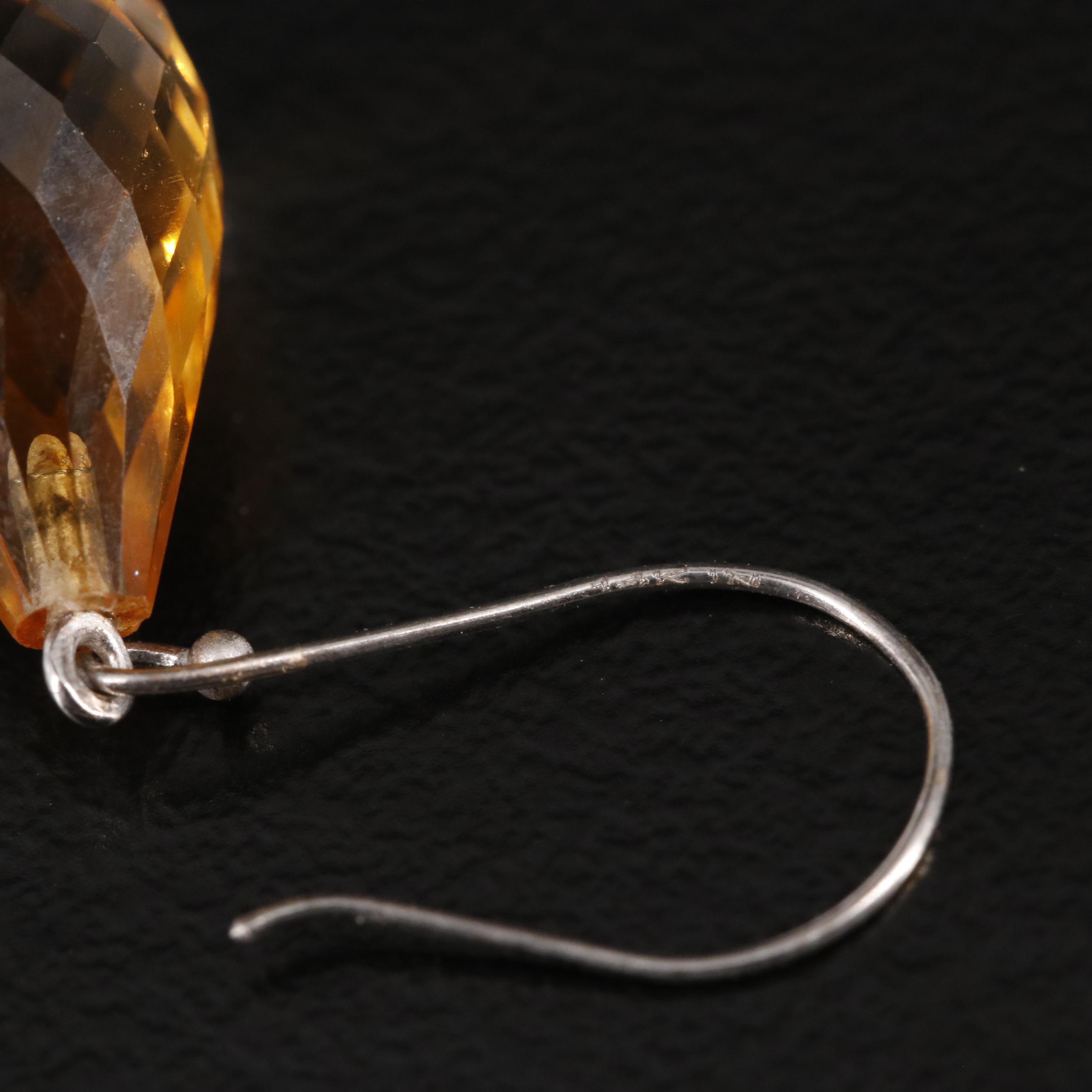 14K Citrine Facted Drop Earrings