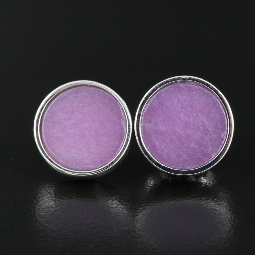 Sterling Quartz Button Earrings