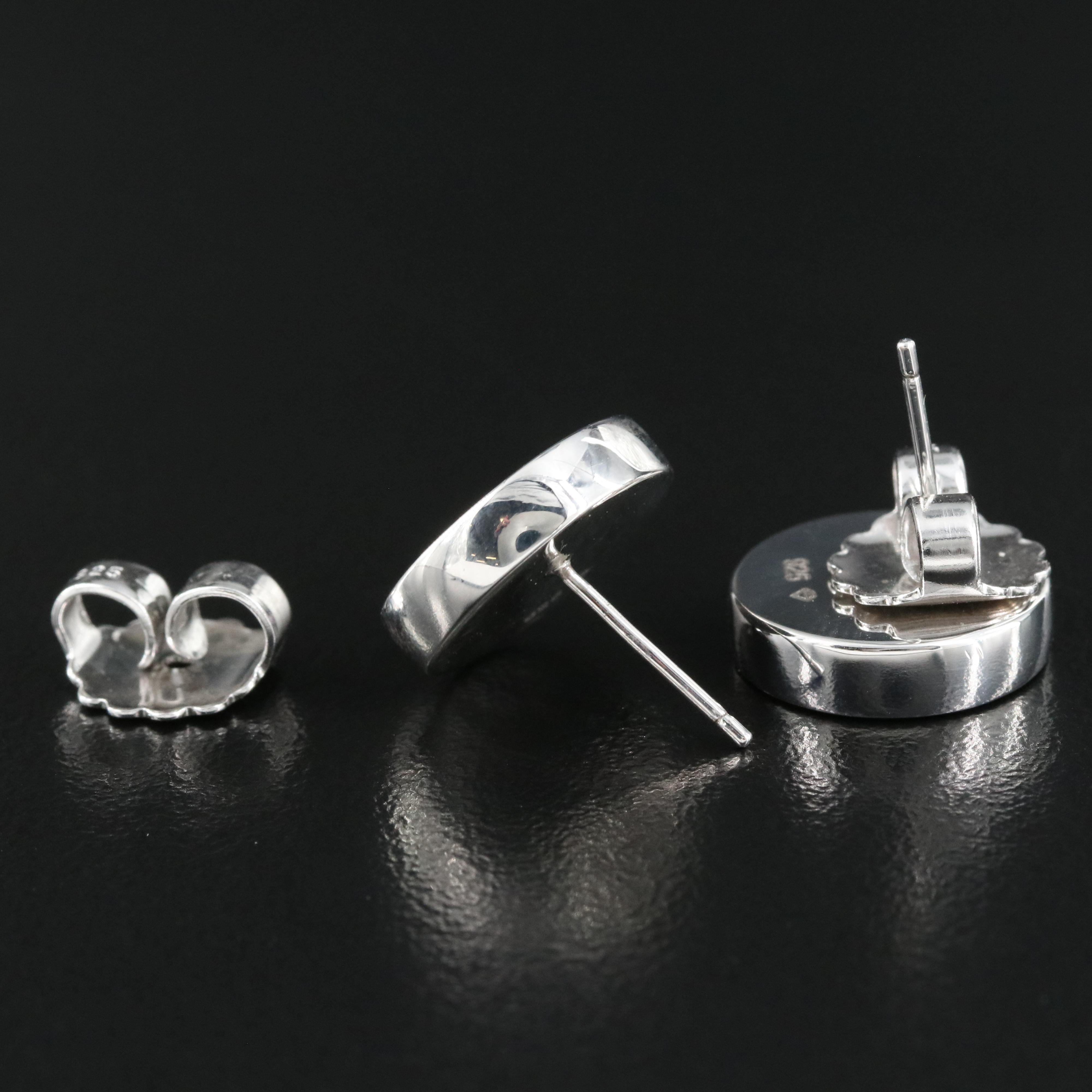 Sterling Quartz Button Earrings