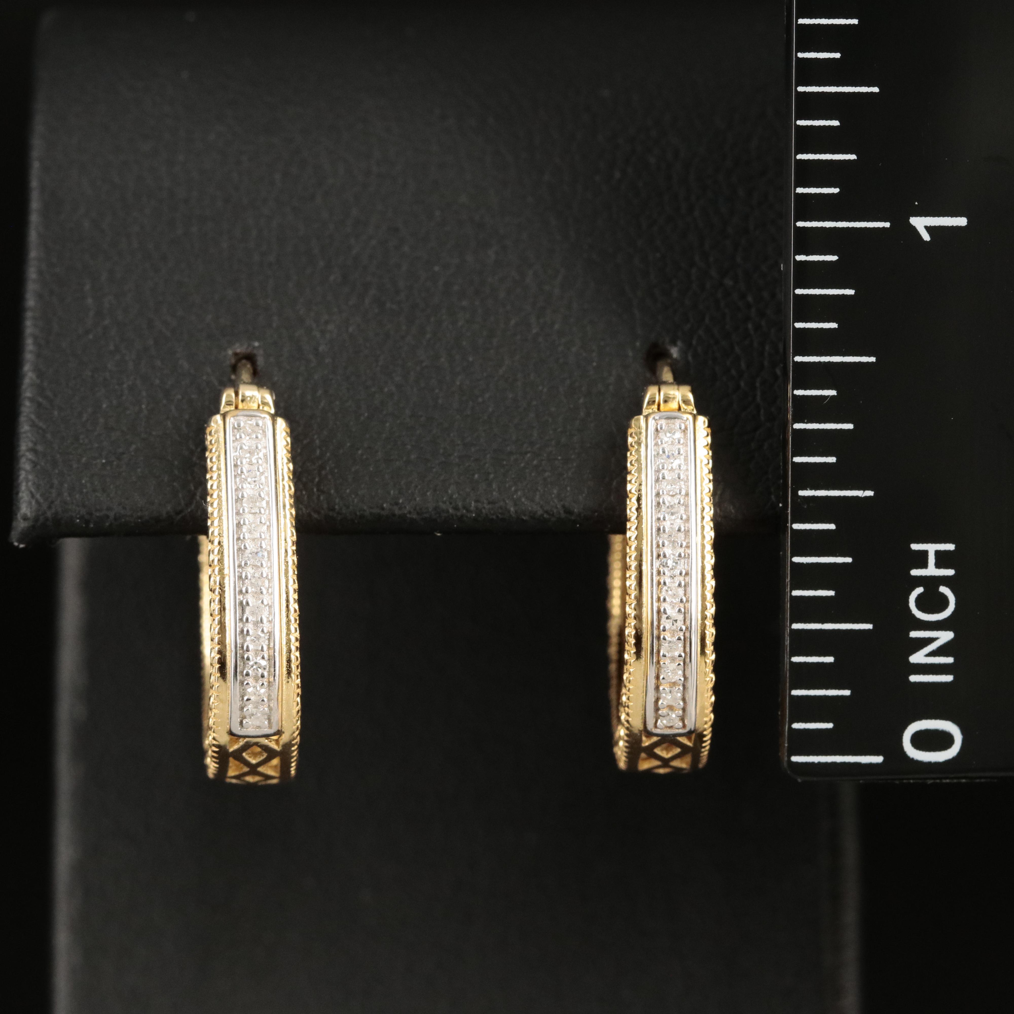 Sterling Diamond Hoop Earrings