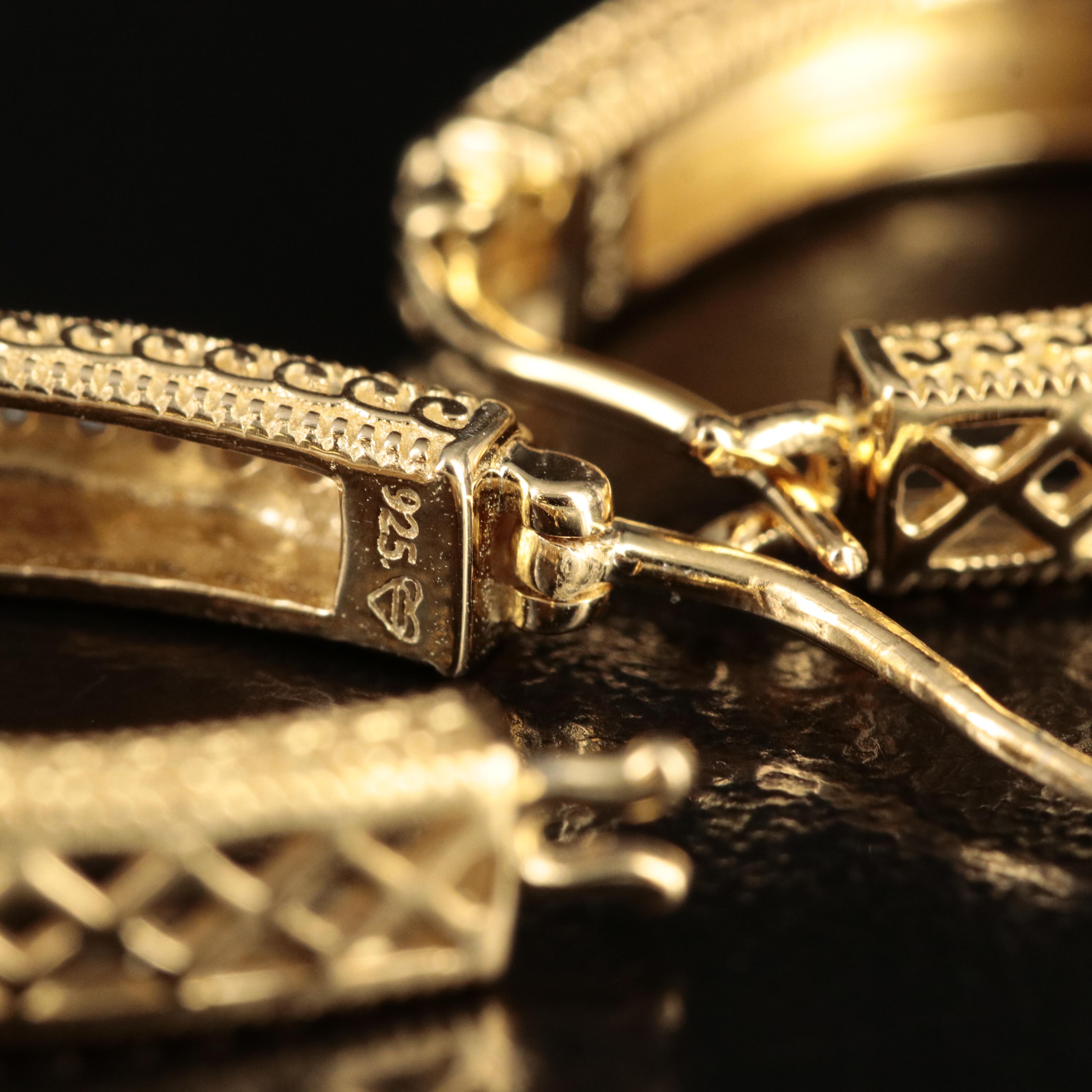 Sterling Diamond Hoop Earrings