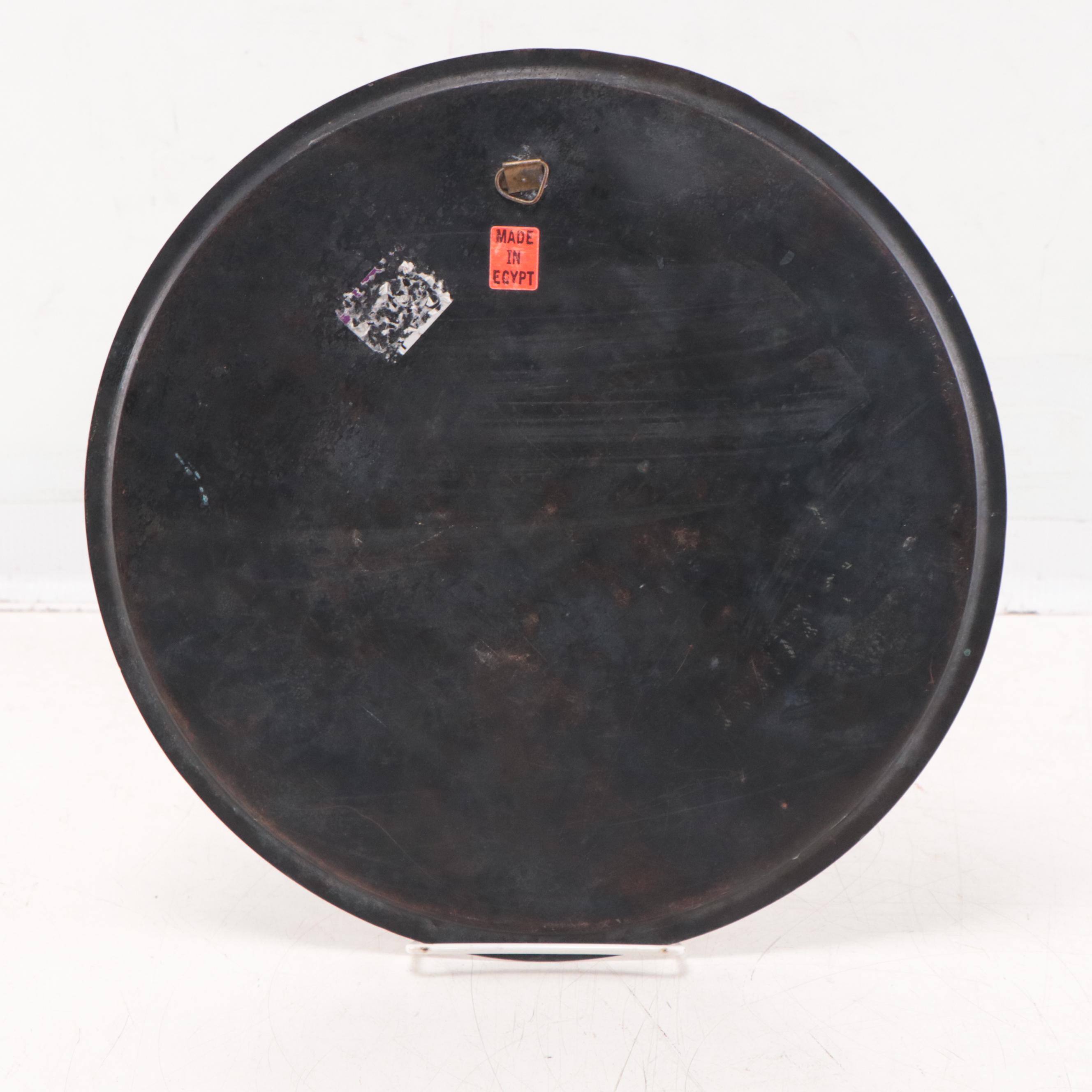 Assorted Wall Medallions Including Etched and Painted Copper Plate