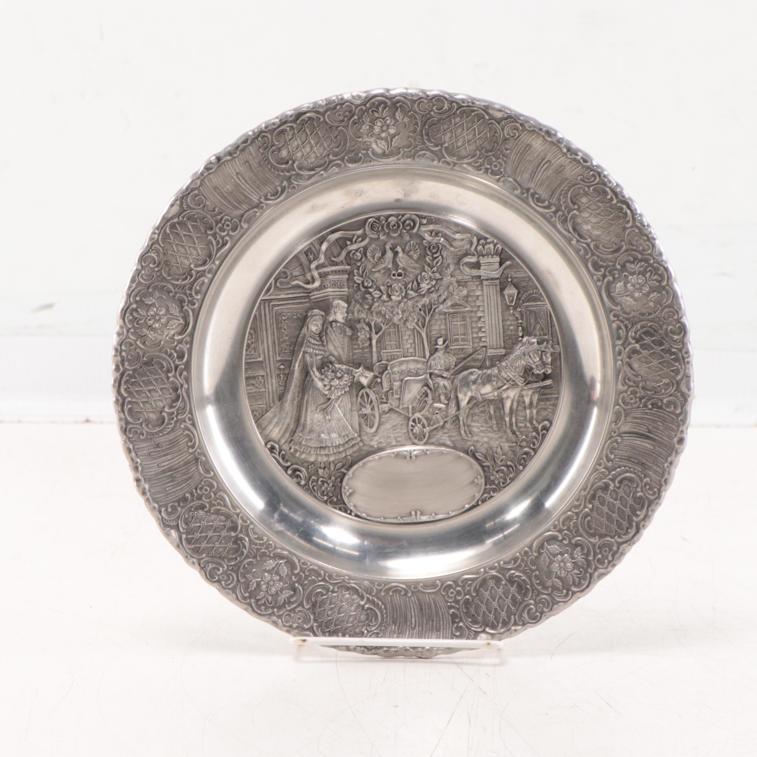 Assorted Wall Medallions Including Etched and Painted Copper Plate