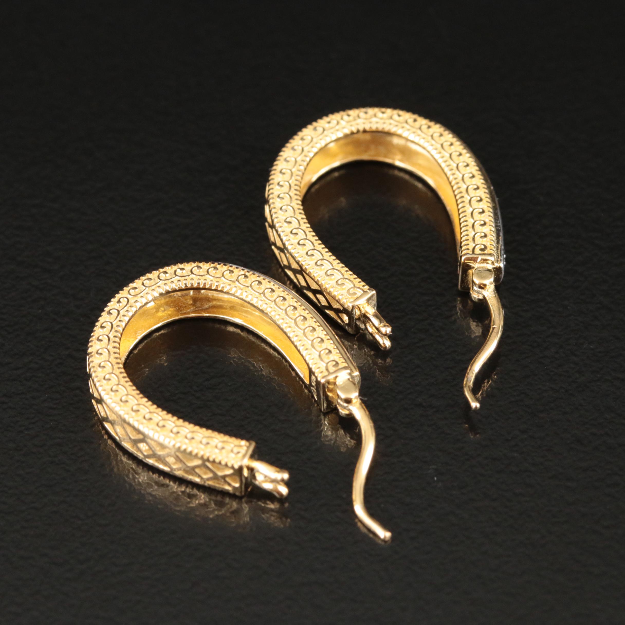 Sterling Diamond Oval Hoop Earrings