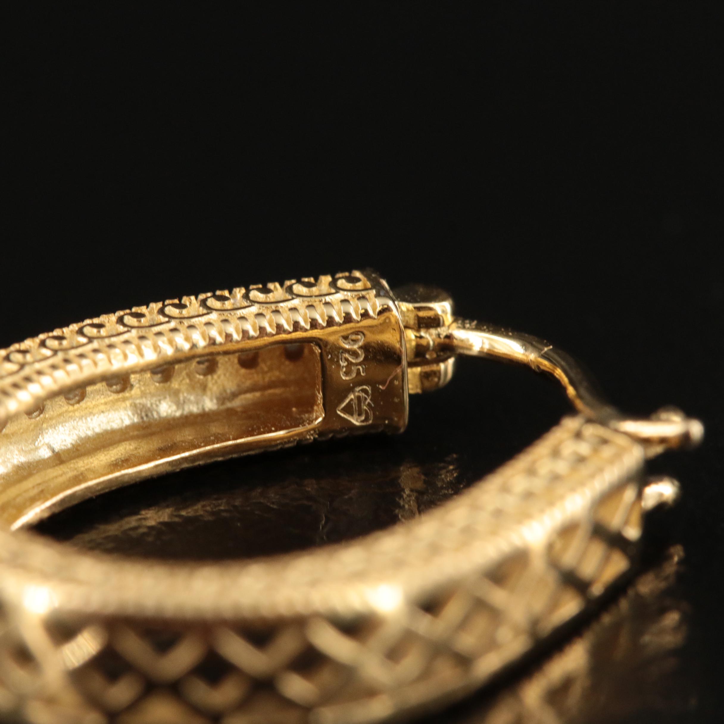 Sterling Diamond Oval Hoop Earrings