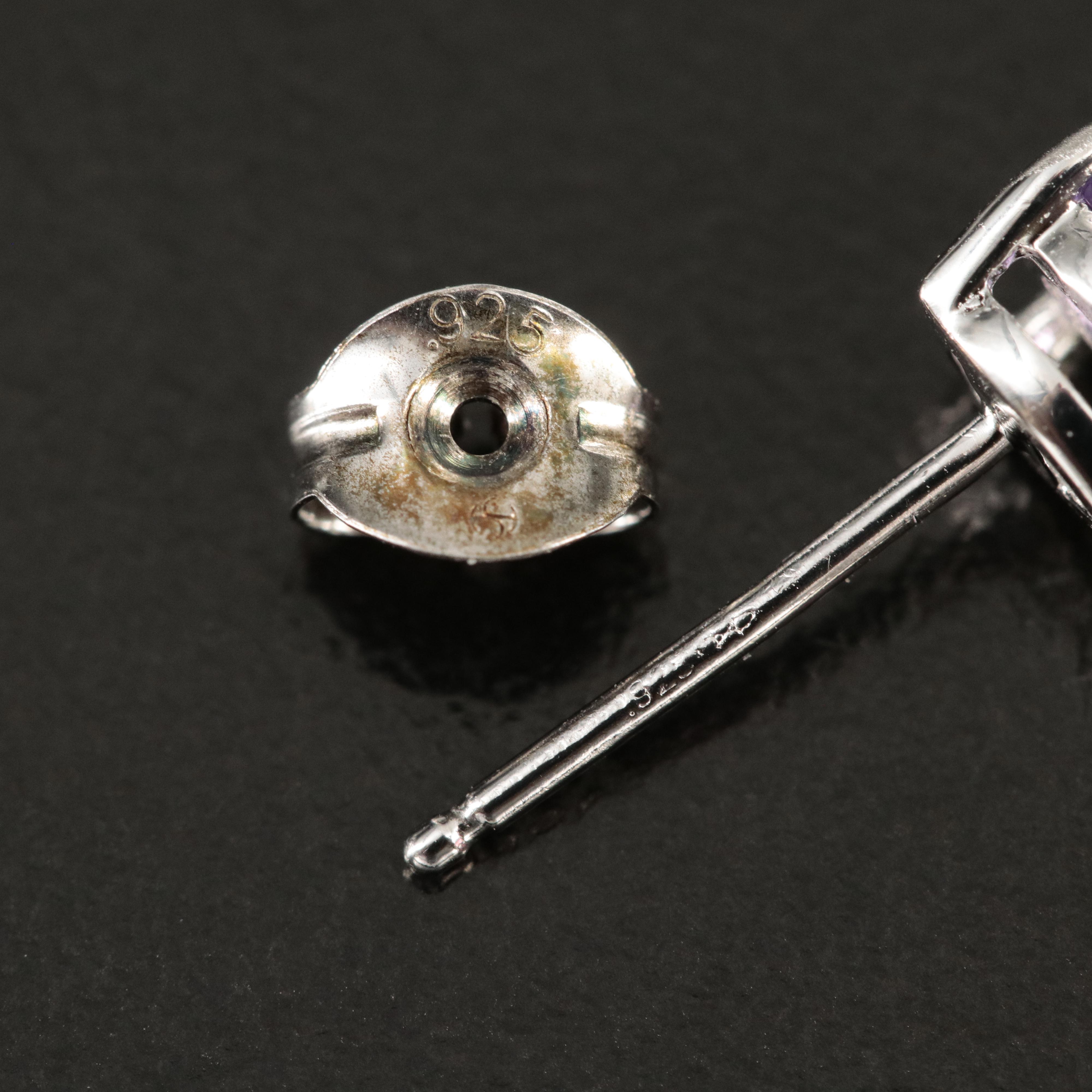 Sterling Opal, Amethyst and Diamond Teardrop Earrings