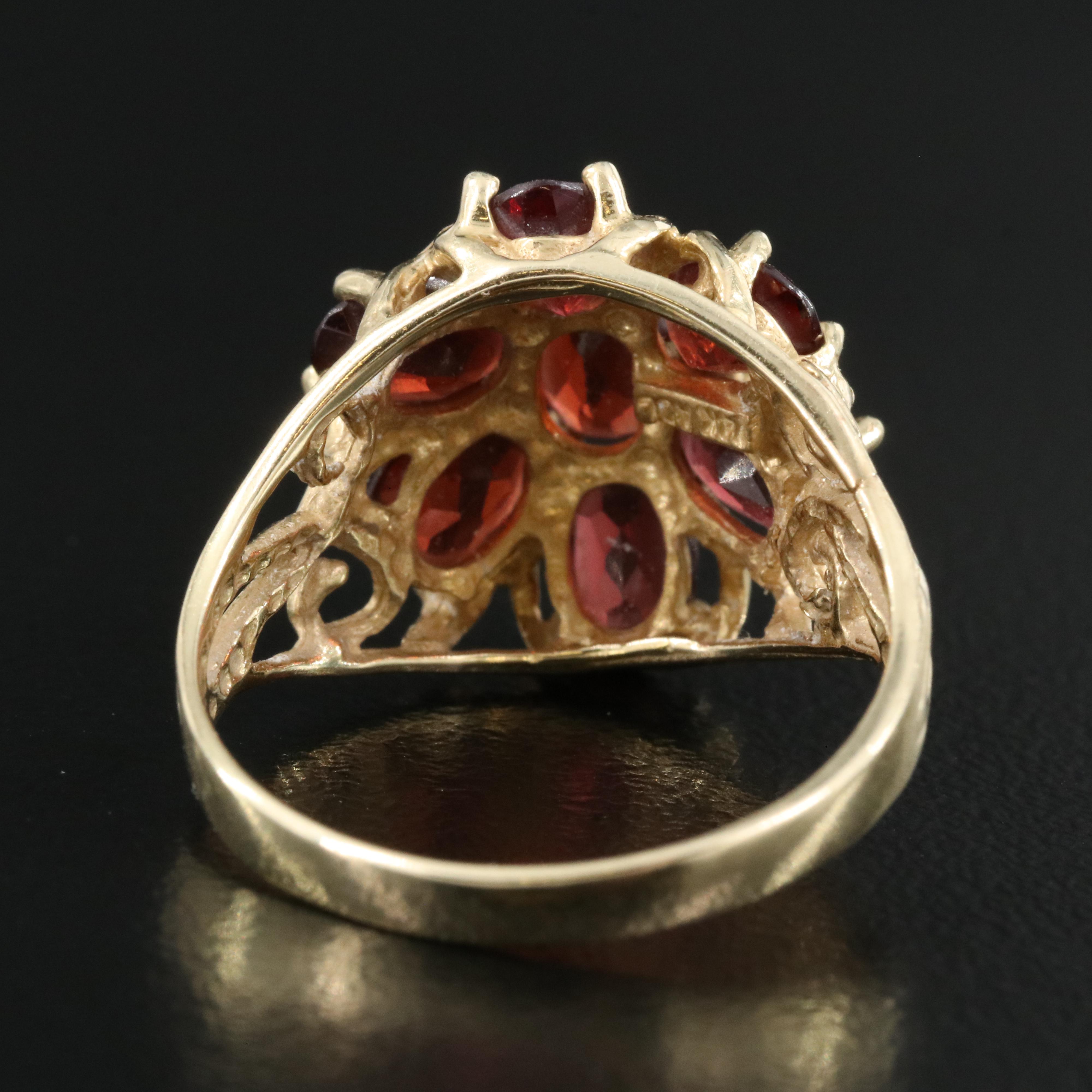 14K Garnet Flower Ring