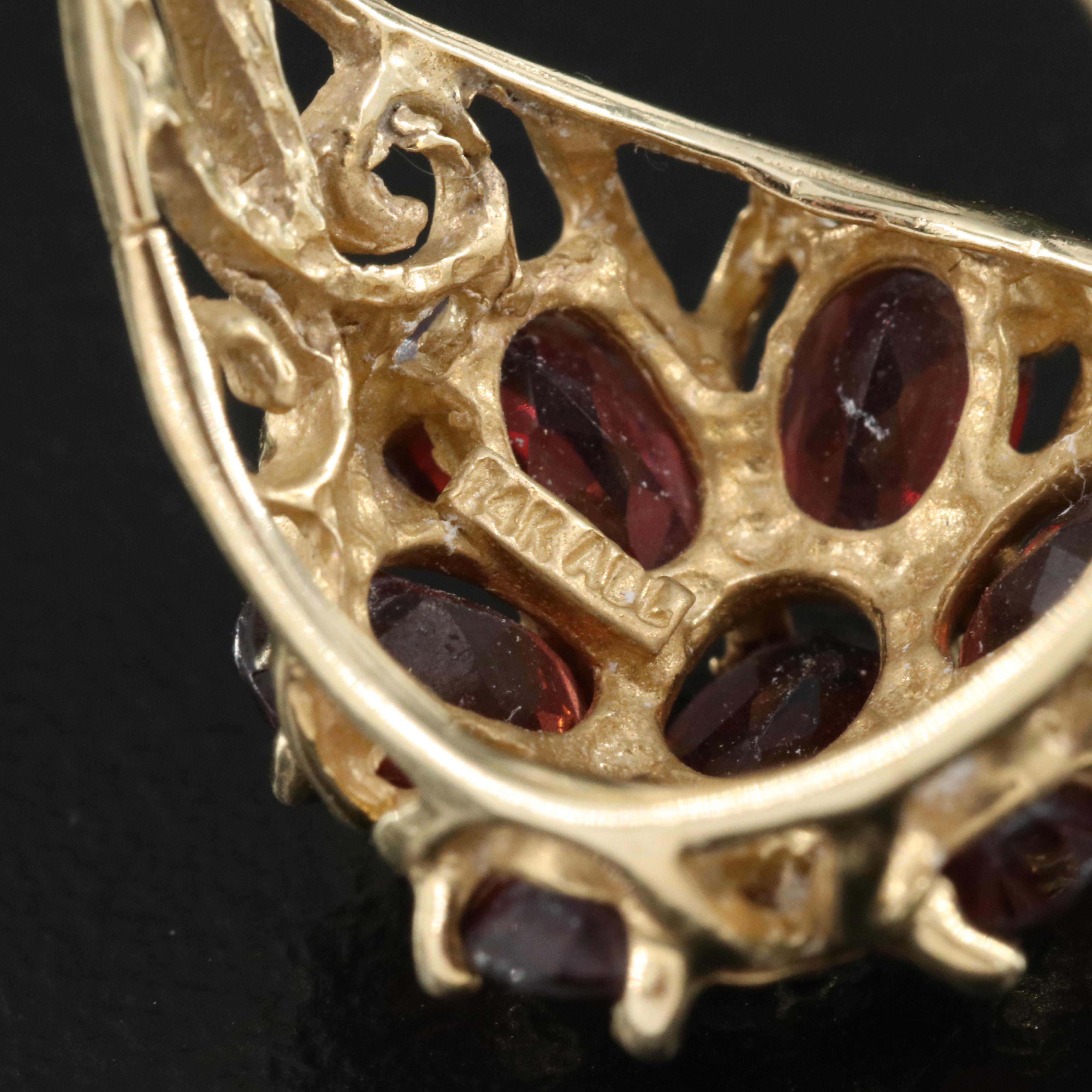 14K Garnet Flower Ring