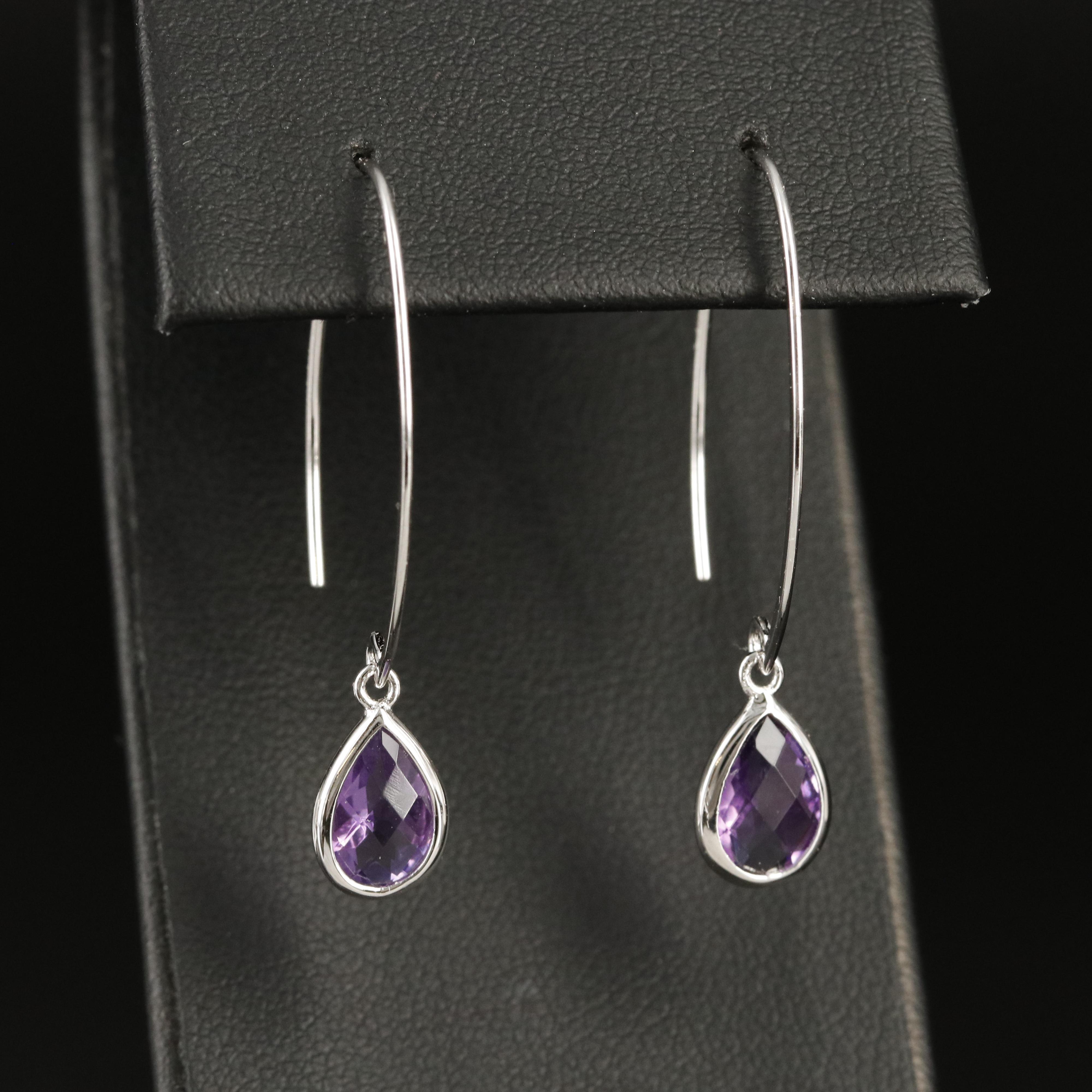 Sterling Amethyst Threader Earrings