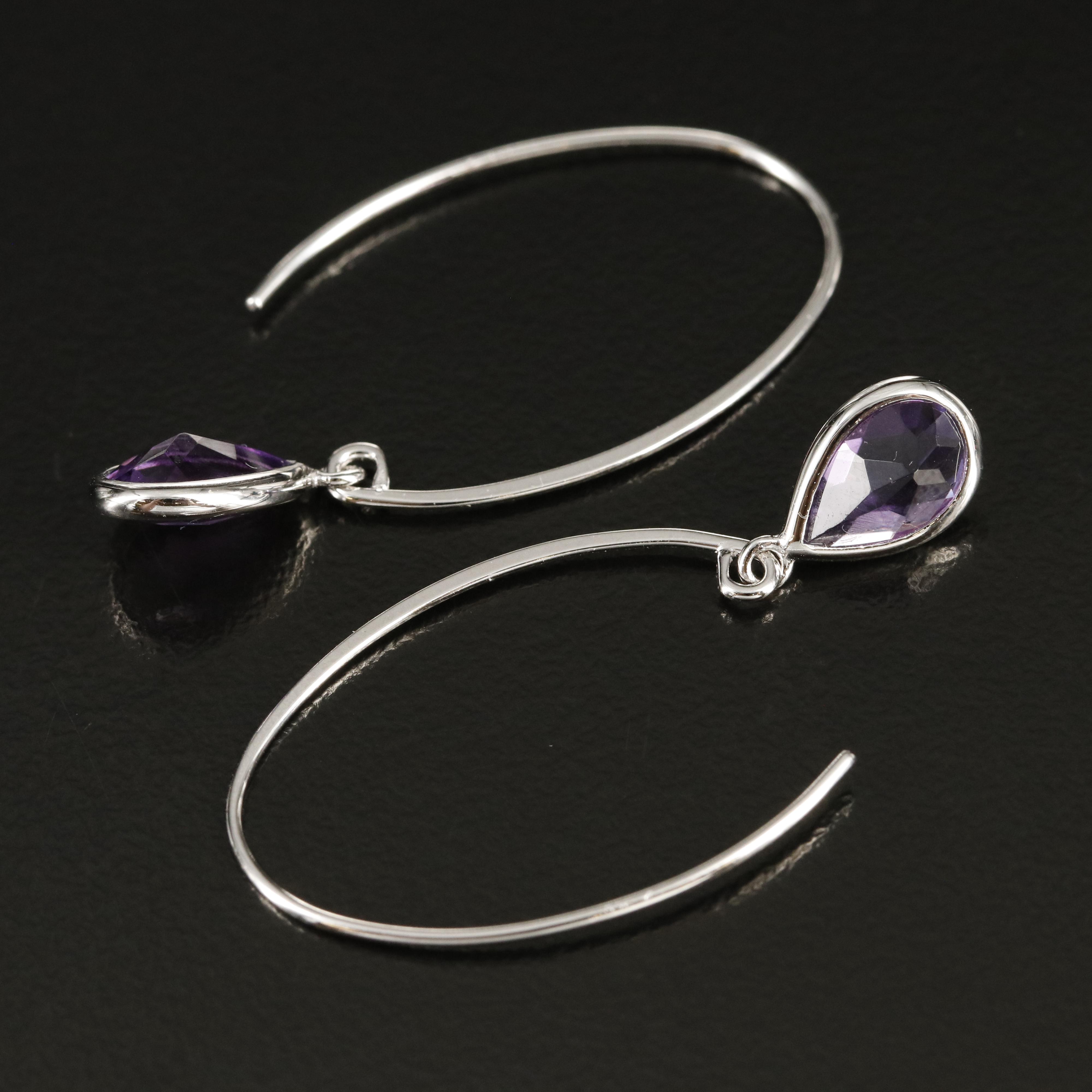 Sterling Amethyst Threader Earrings