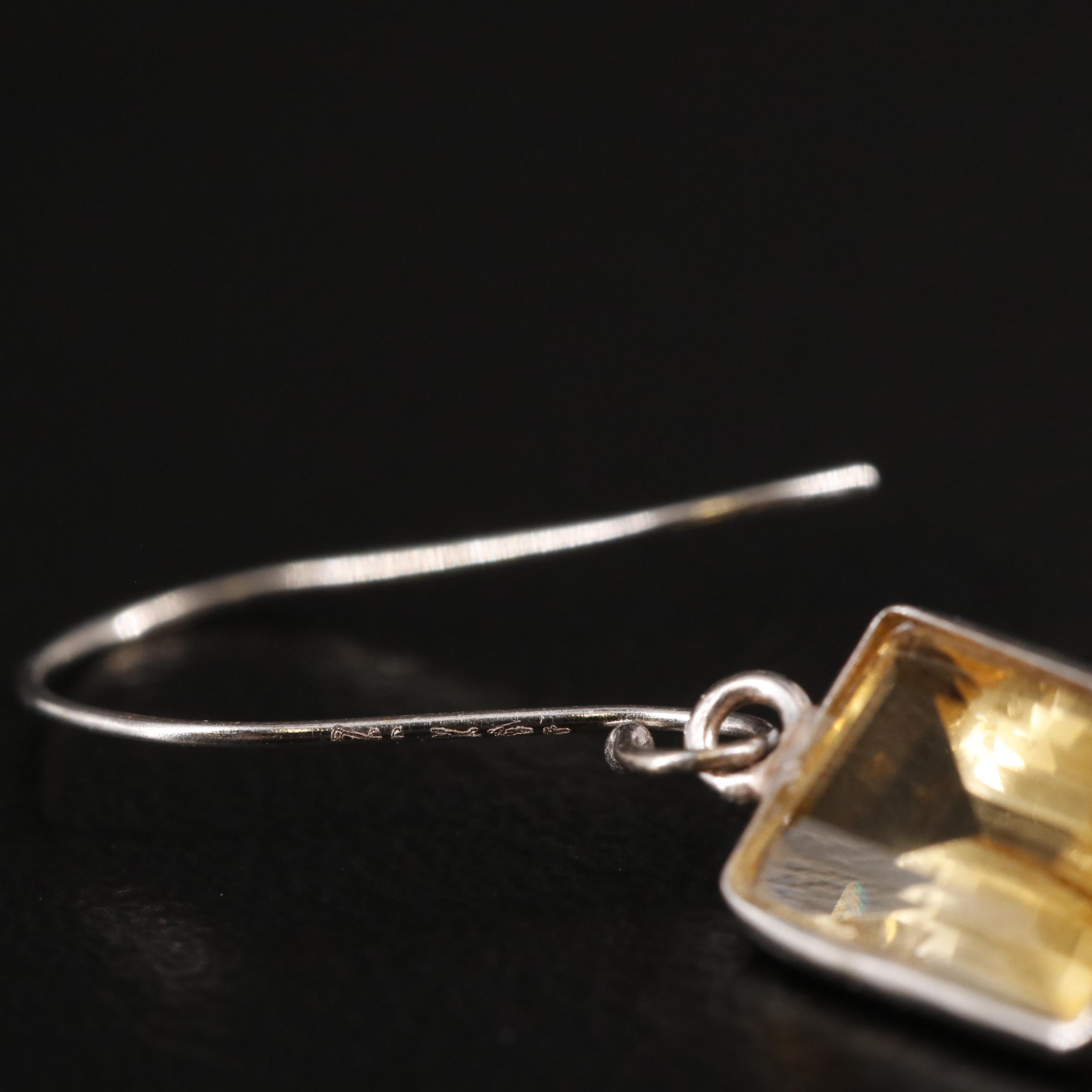 14K Citrine Rectangular Drop Earrings
