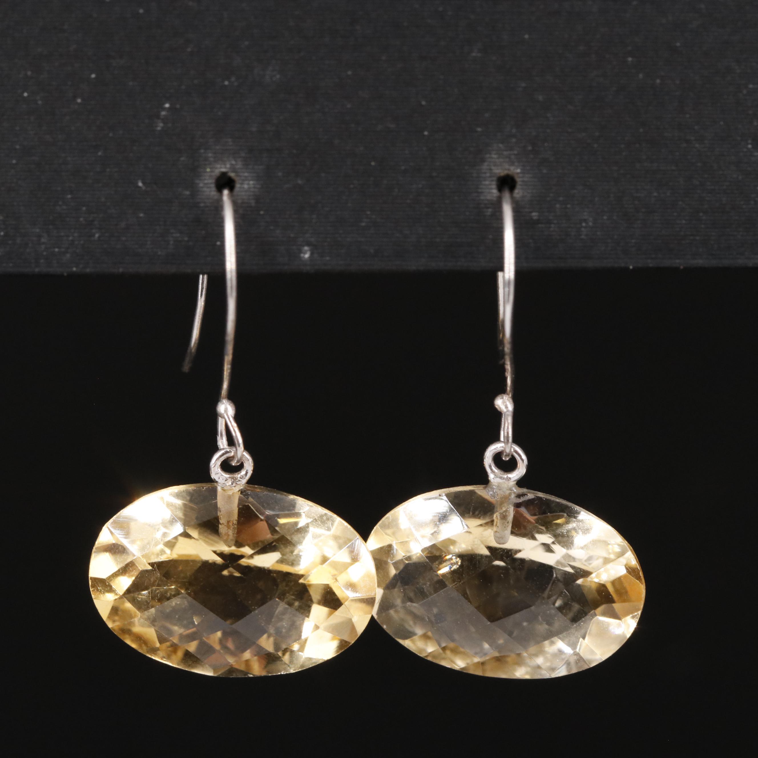 14K Citrine East West Drop Earrings
