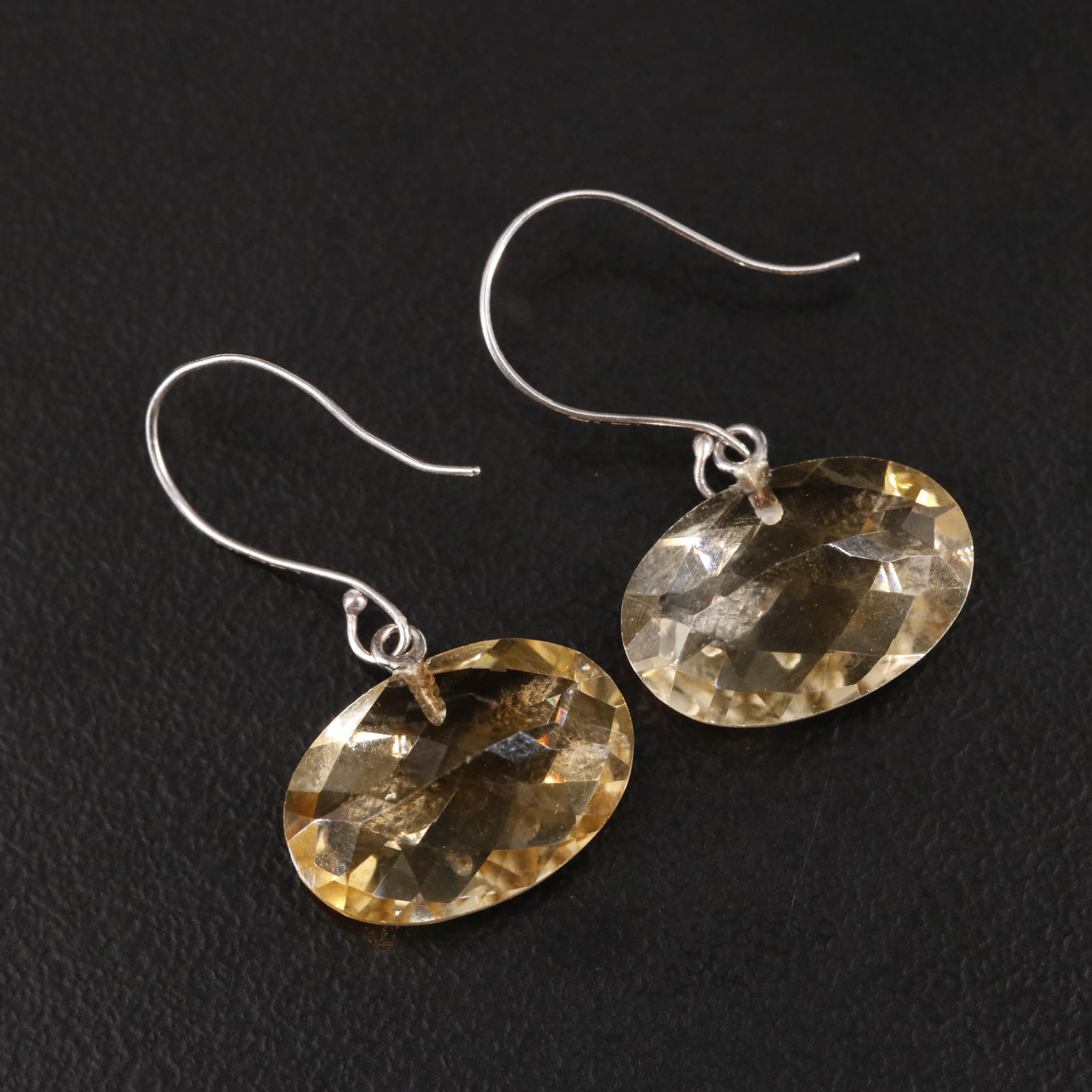 14K Citrine East West Drop Earrings