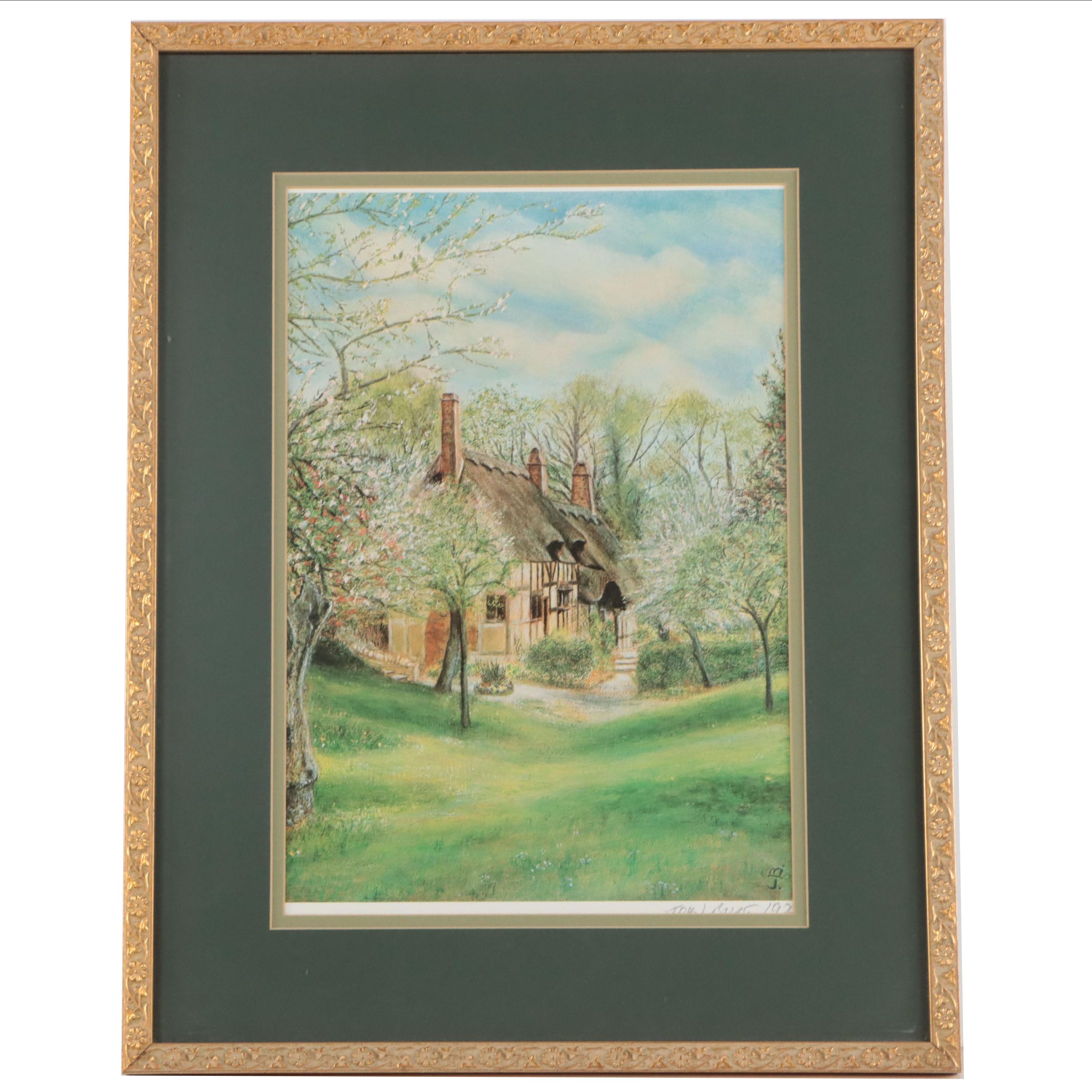John Burt Offset Lithograph "Anne Hathaway's Cottage"