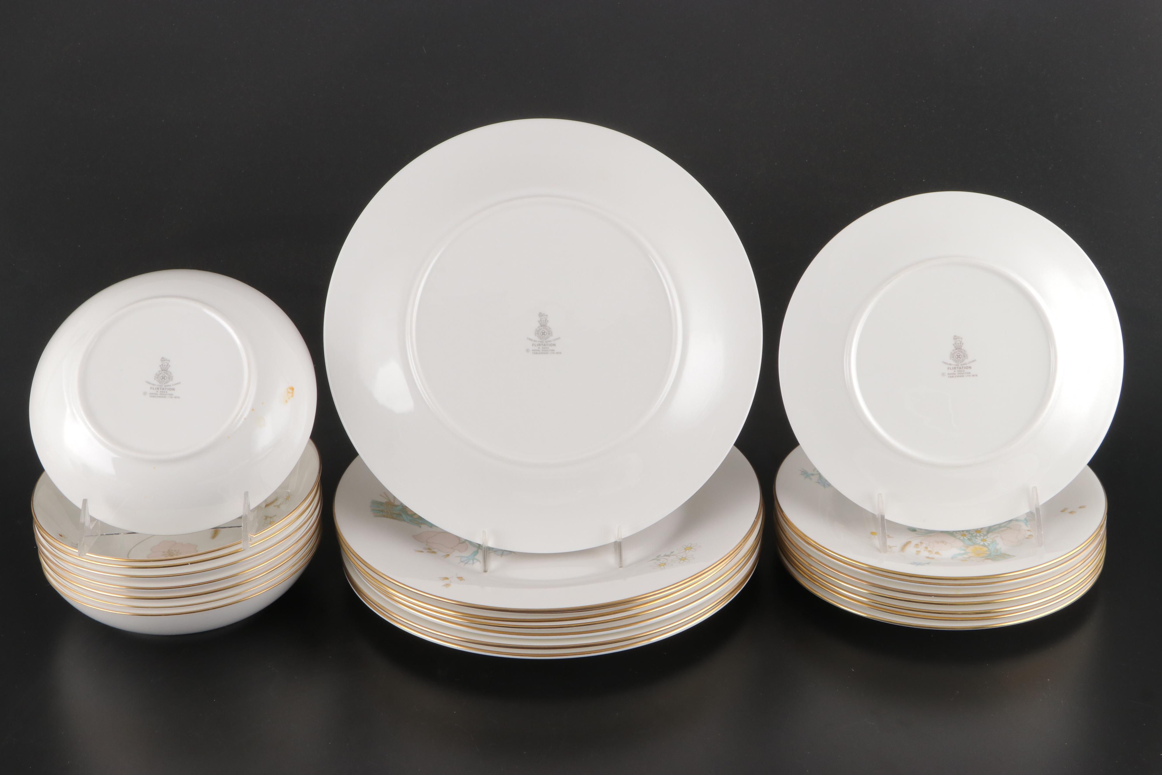 Royal Doulton "Flirtation" Bone China Dinnerware, Late 20th Century