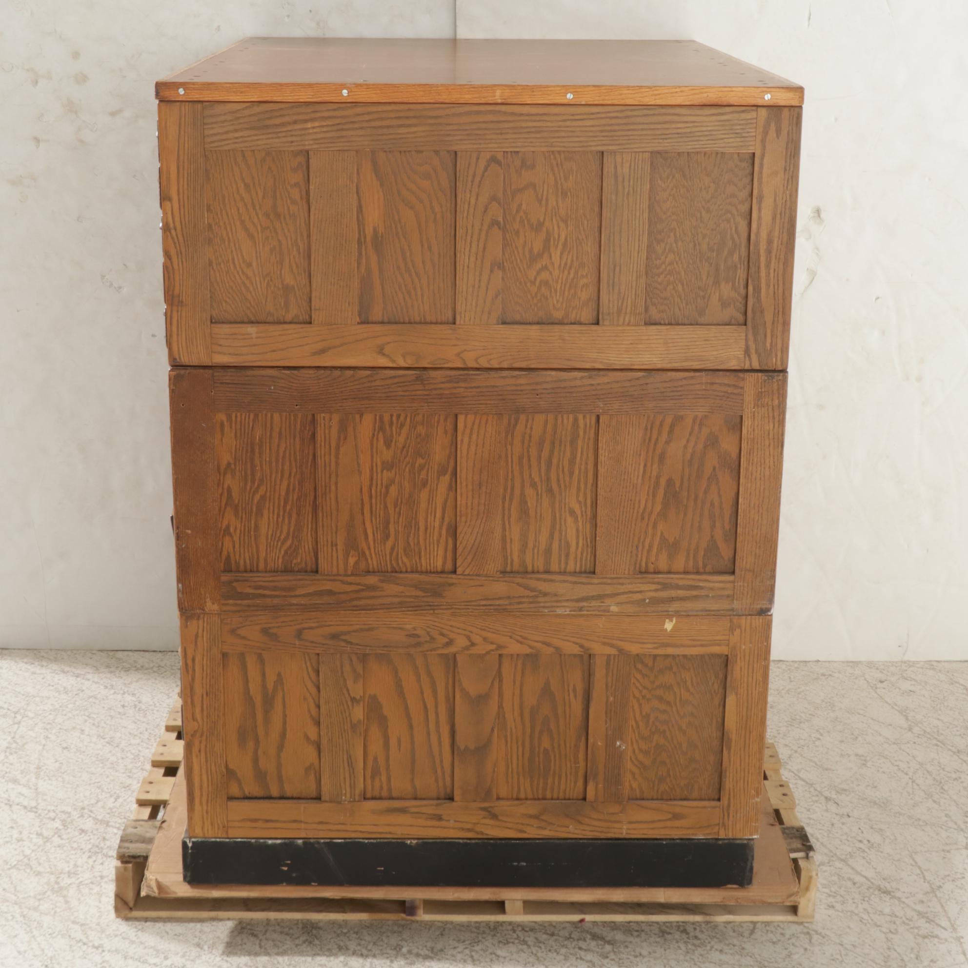 Hamilton Oak Three-Stack Flat File Cabinet, Mid-20th Century