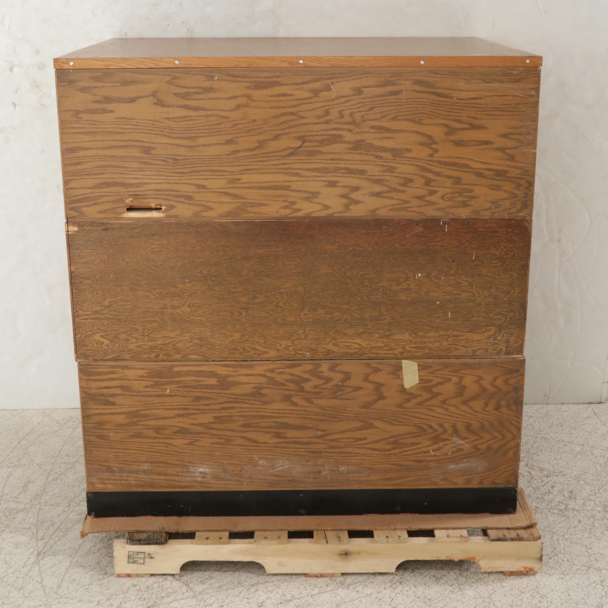 Hamilton Oak Three-Stack Flat File Cabinet, Mid-20th Century