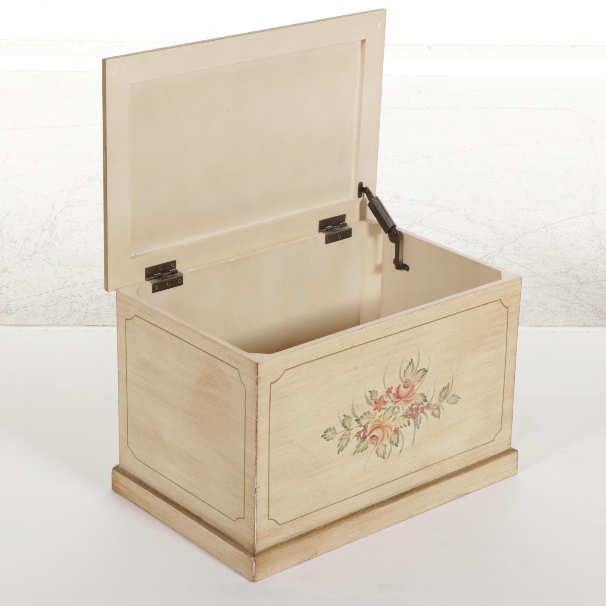 Hand-Decorated Chest, Desk Clock and Three Vanity Boxes, 21st Century
