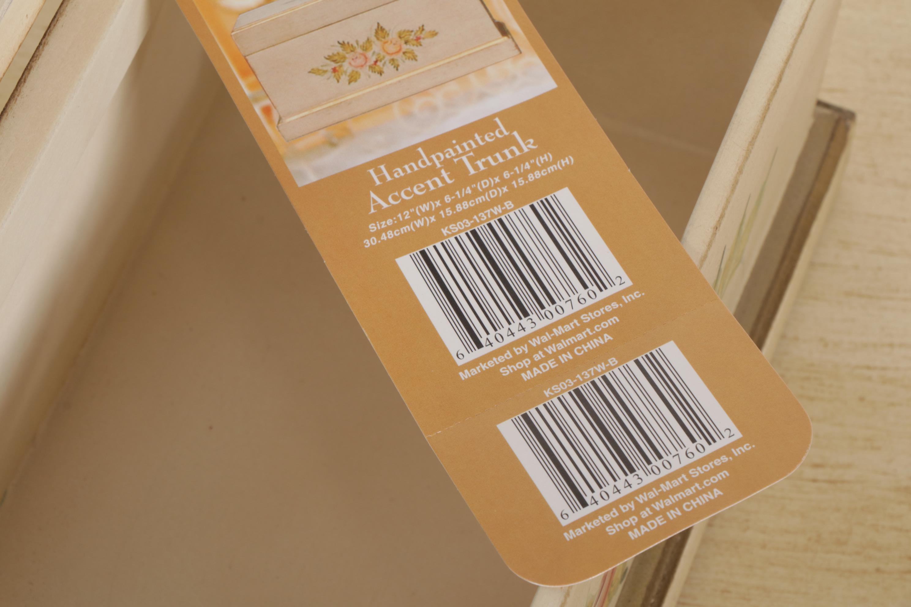 Hand-Decorated Chest, Desk Clock and Three Vanity Boxes, 21st Century