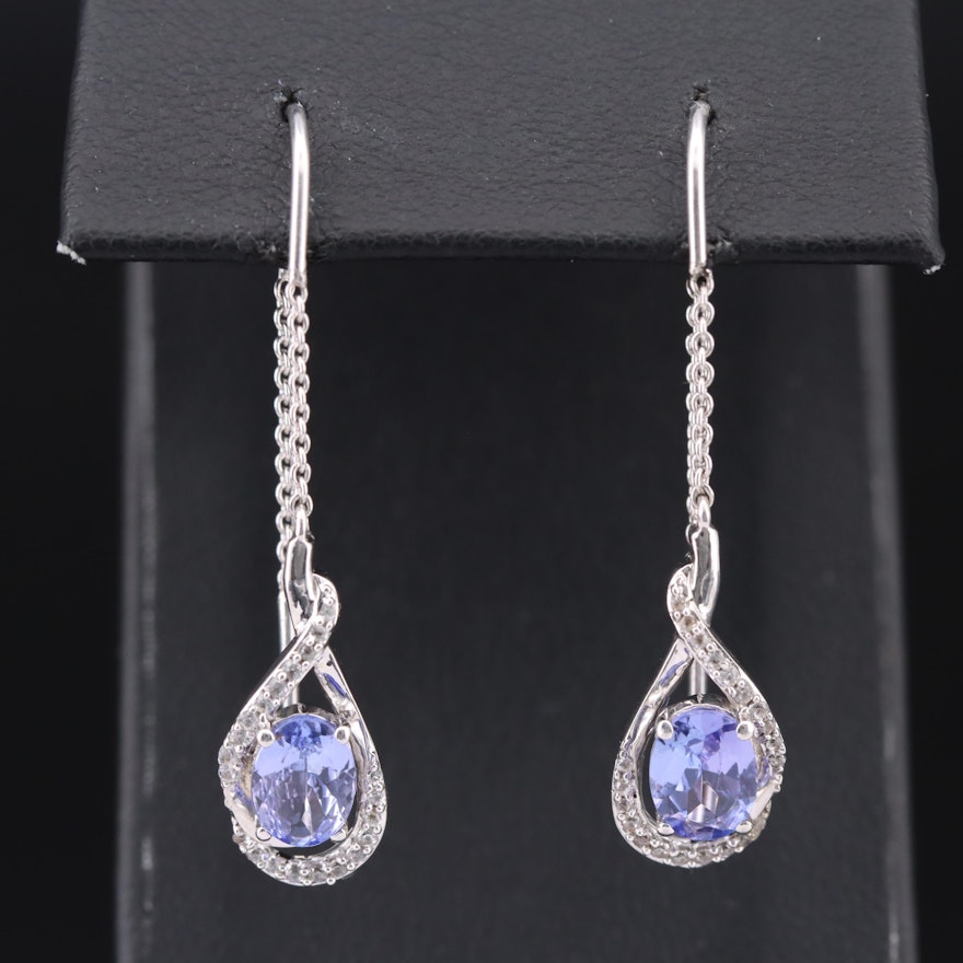 Sterling Tanzanite and Sapphire Earrings