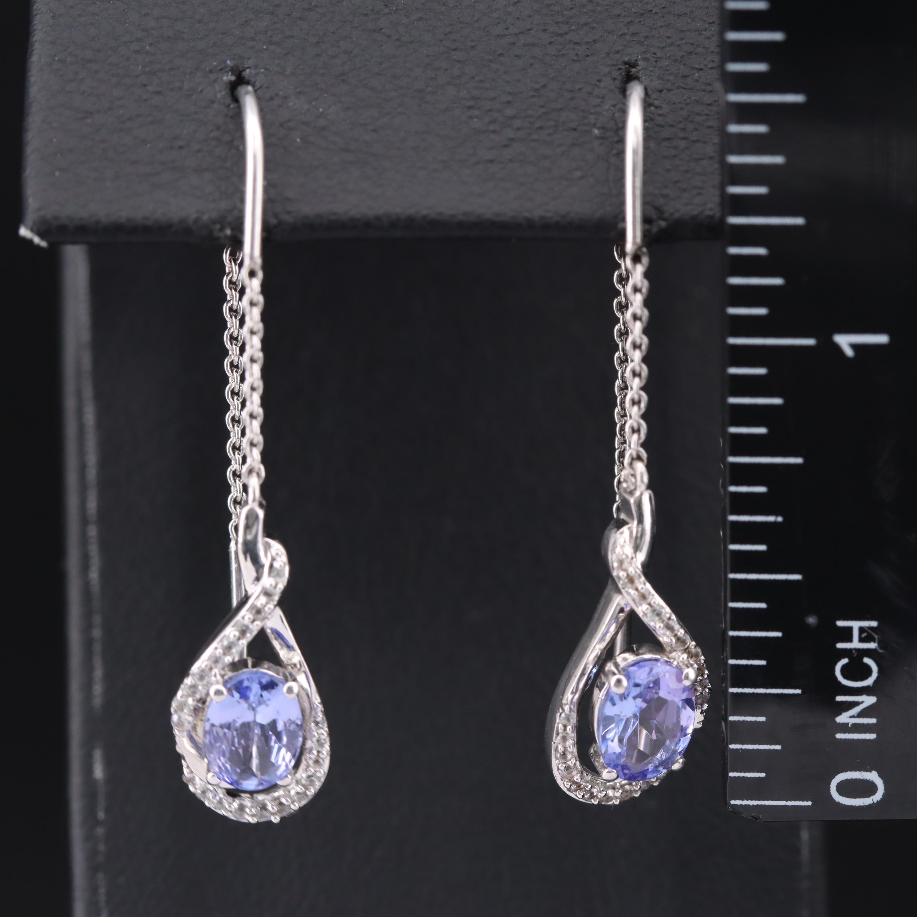 Sterling Tanzanite and Sapphire Earrings