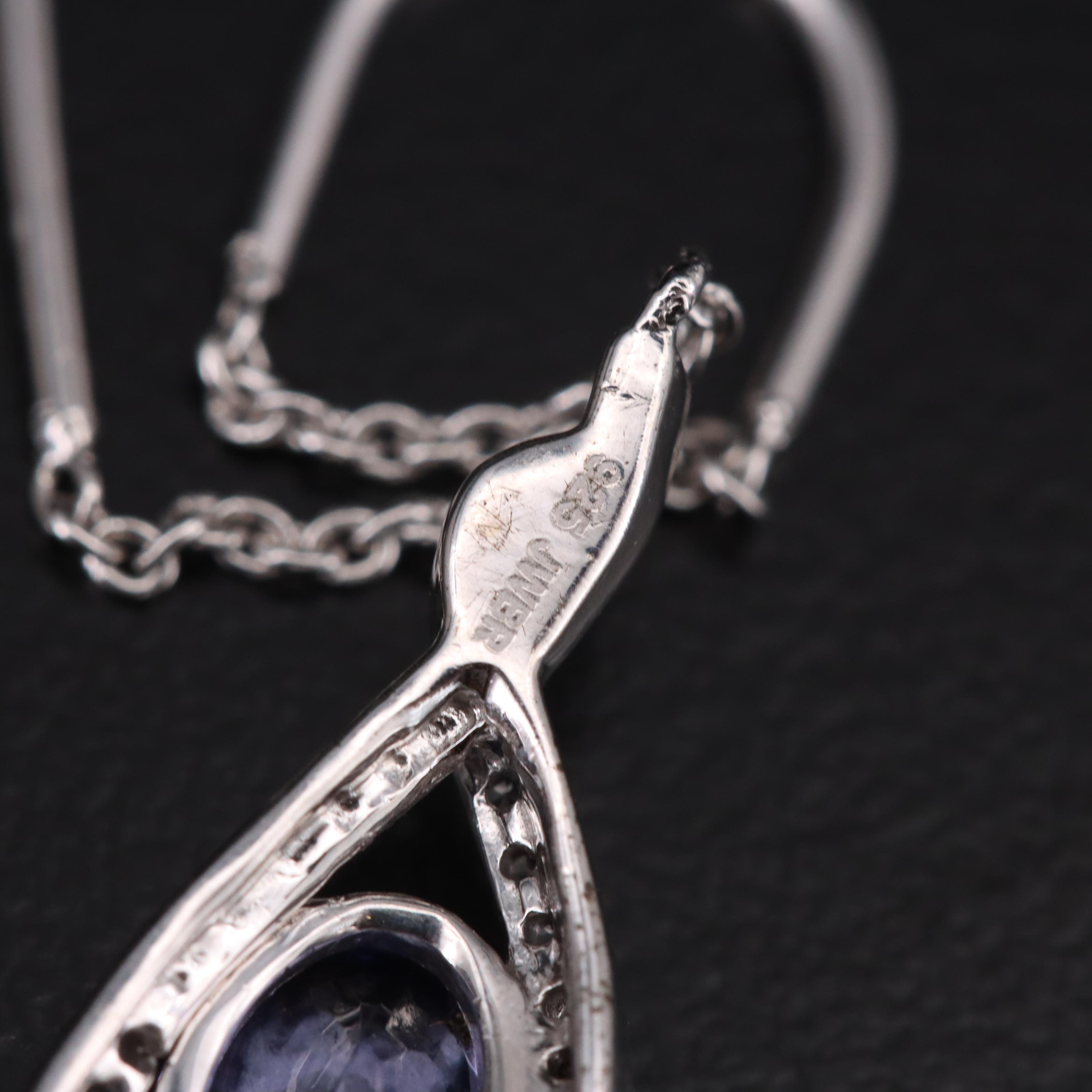 Sterling Tanzanite and Sapphire Earrings