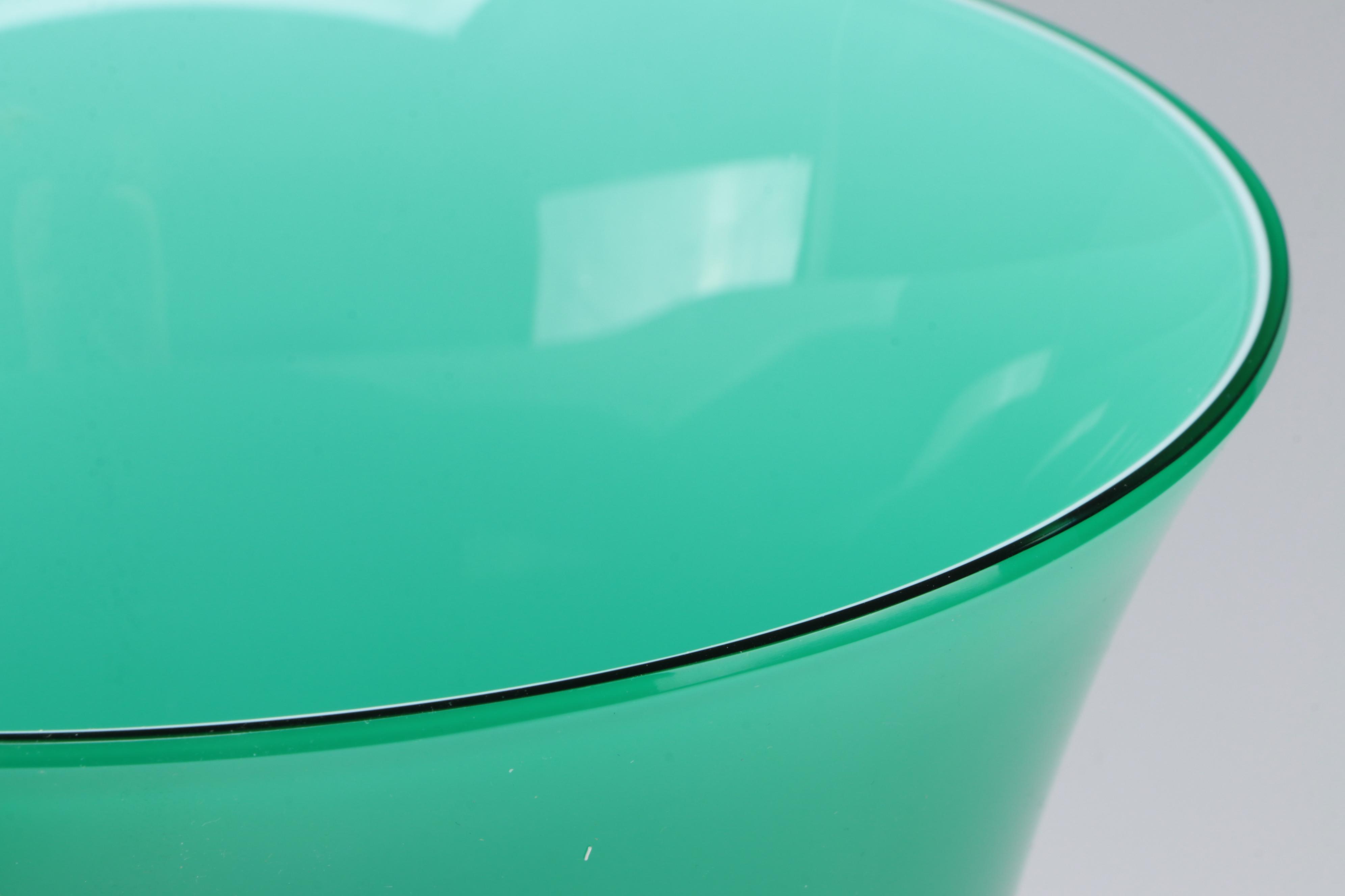 Pair of A.V. Mazzega Murano Cased Green Glass Vases