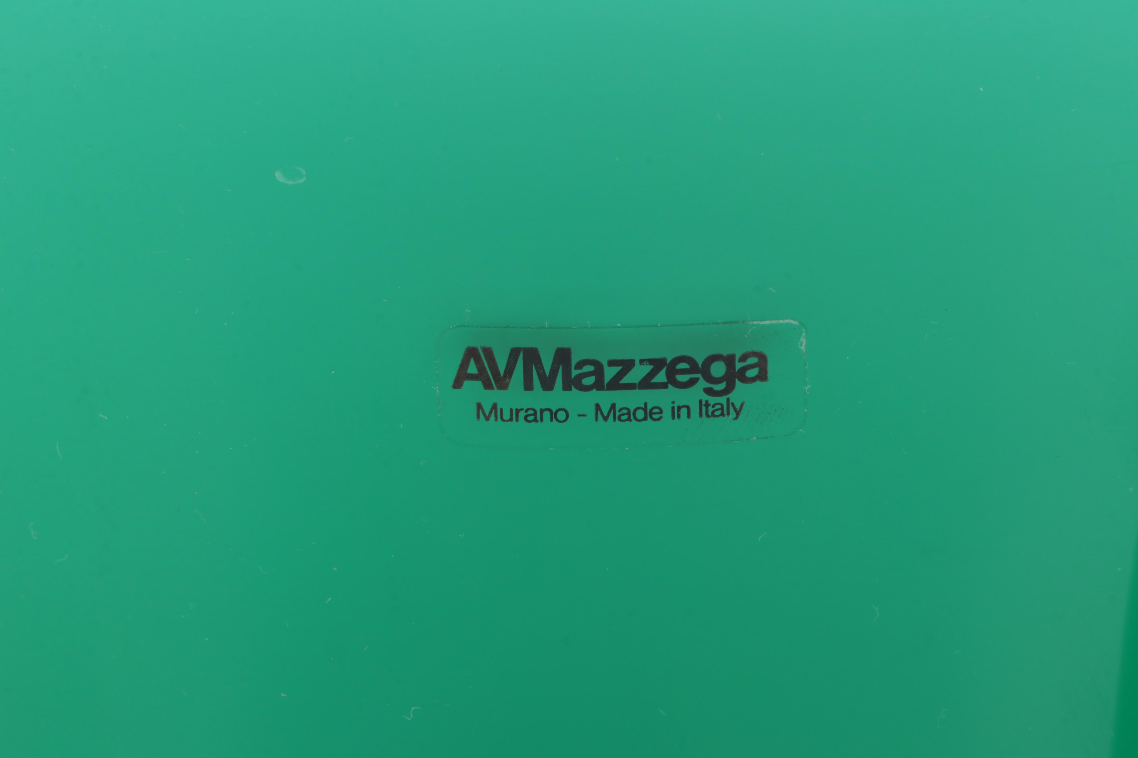 Pair of A.V. Mazzega Murano Cased Green Glass Vases