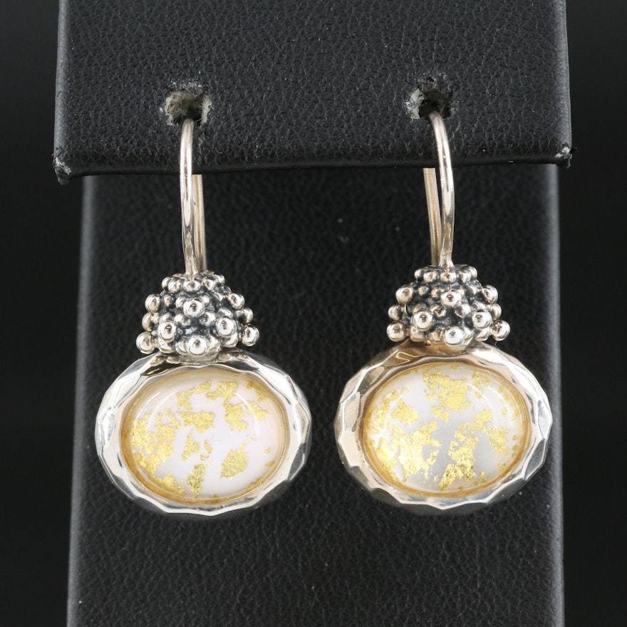 Michael Dawkins Sterling Quartz and Mother of Pearl Doublet Earrings