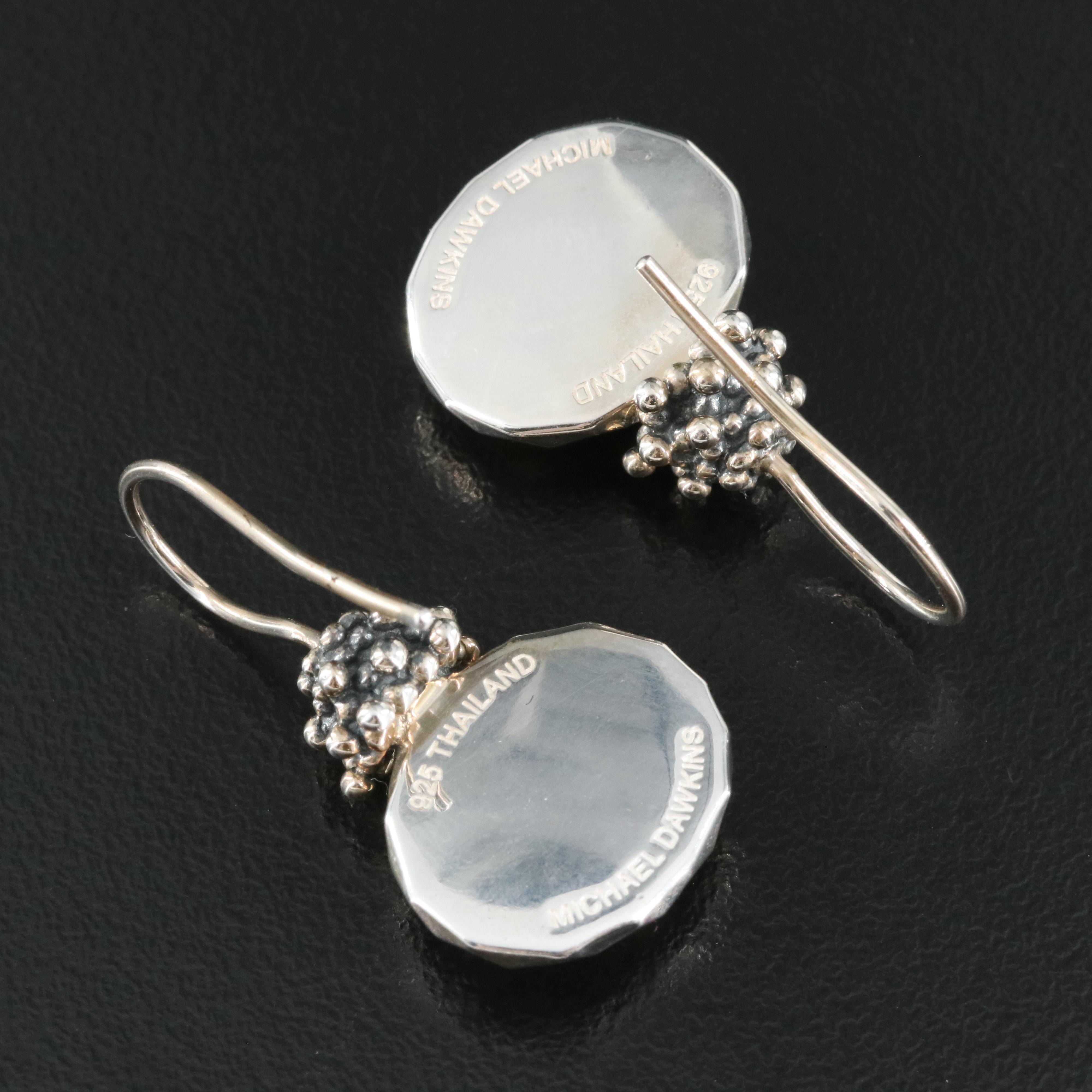 Michael Dawkins Sterling Quartz and Mother of Pearl Doublet Earrings
