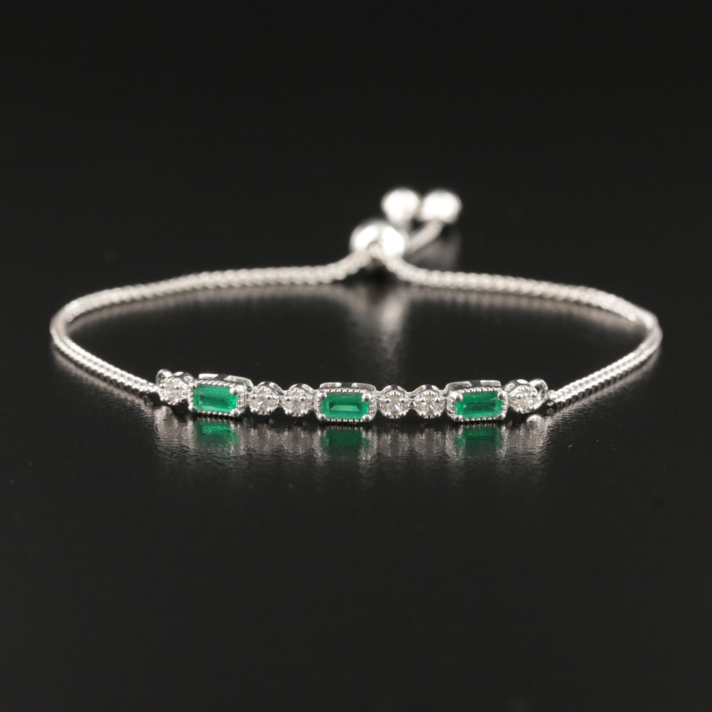 Sterling Sapphire and Glass Bolo Bracelet