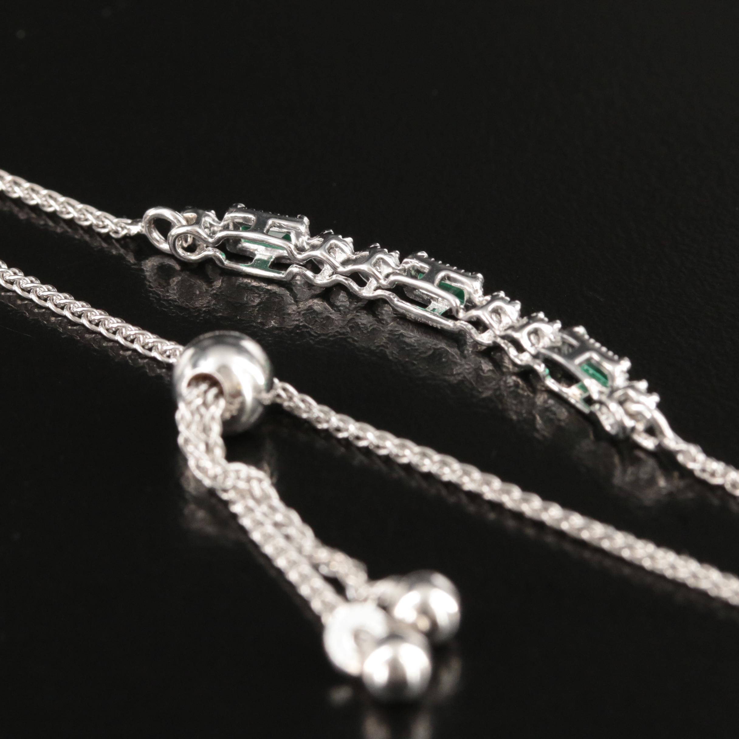 Sterling Sapphire and Glass Bolo Bracelet