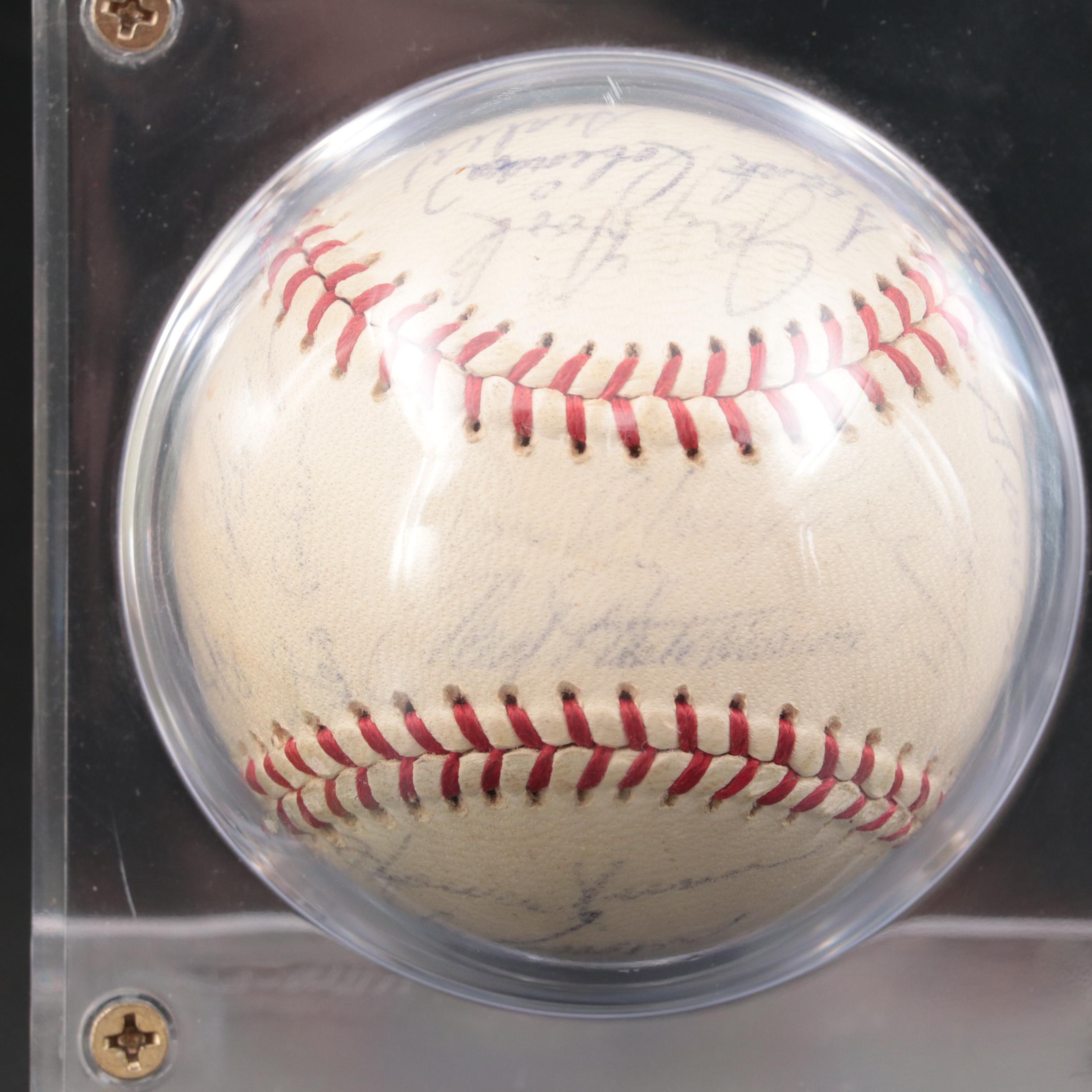 1961 Cincinnati Reds Signed Baseball in Display with Robinson, Pinson, More