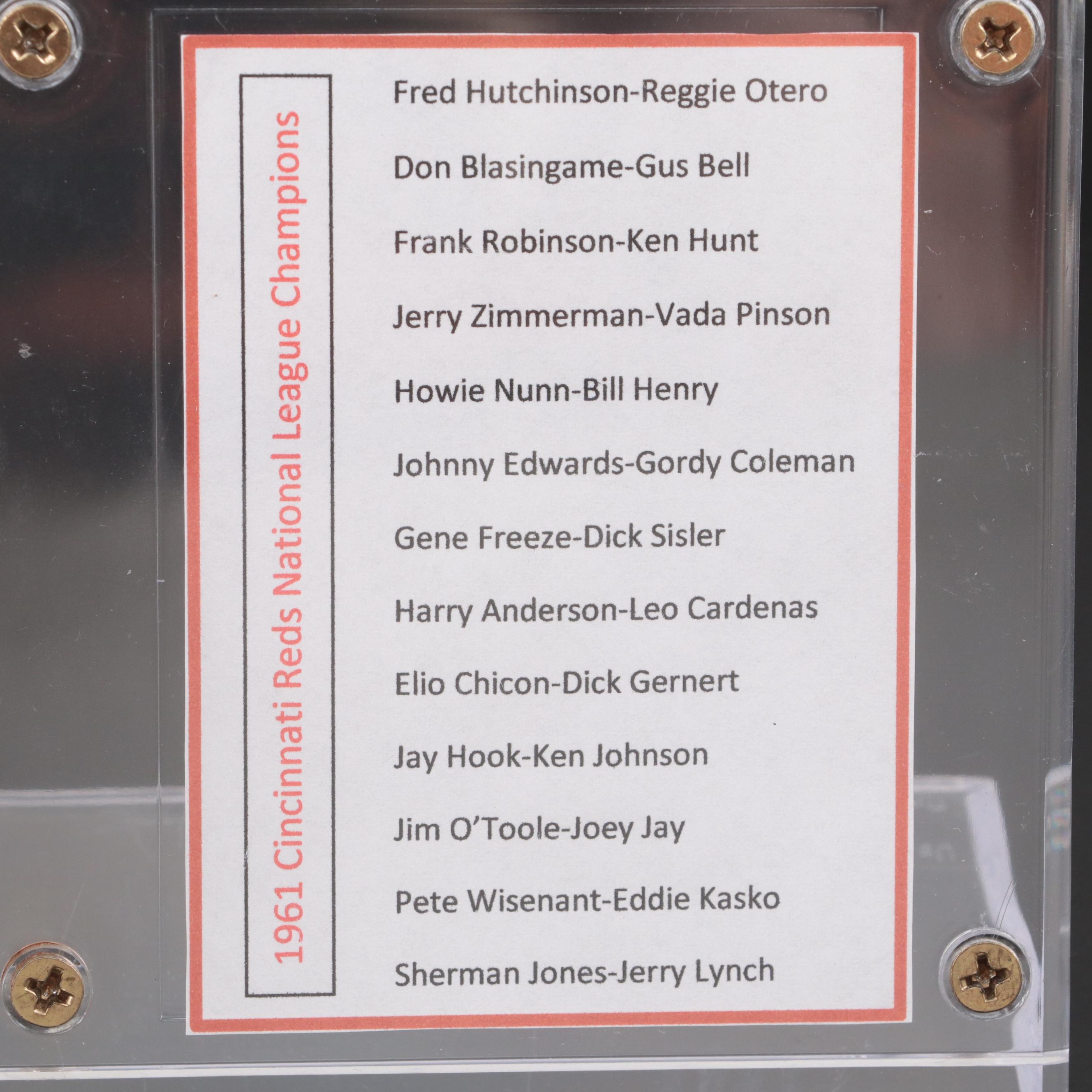 1961 Cincinnati Reds Signed Baseball in Display with Robinson, Pinson, More