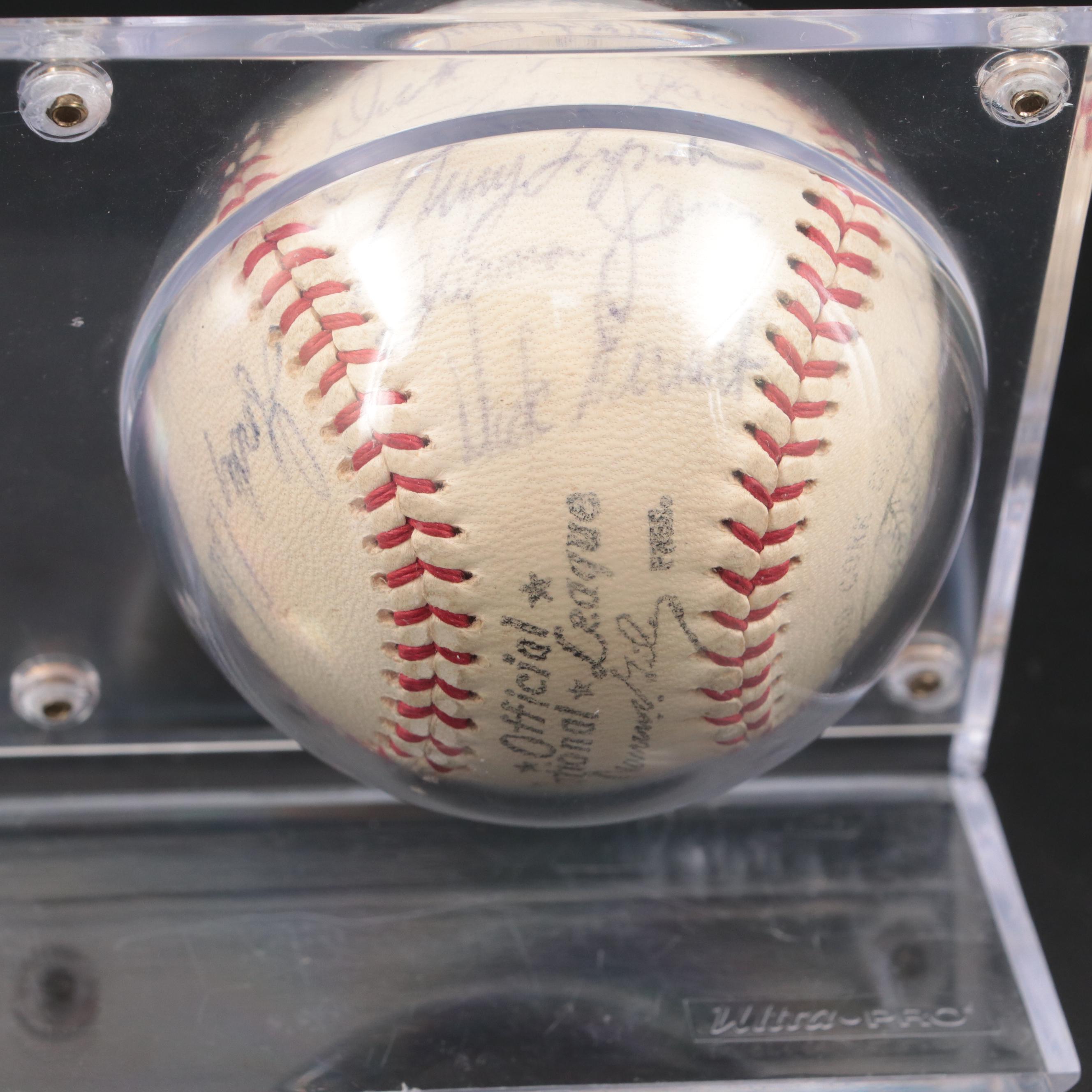 1961 Cincinnati Reds Signed Baseball in Display with Robinson, Pinson, More