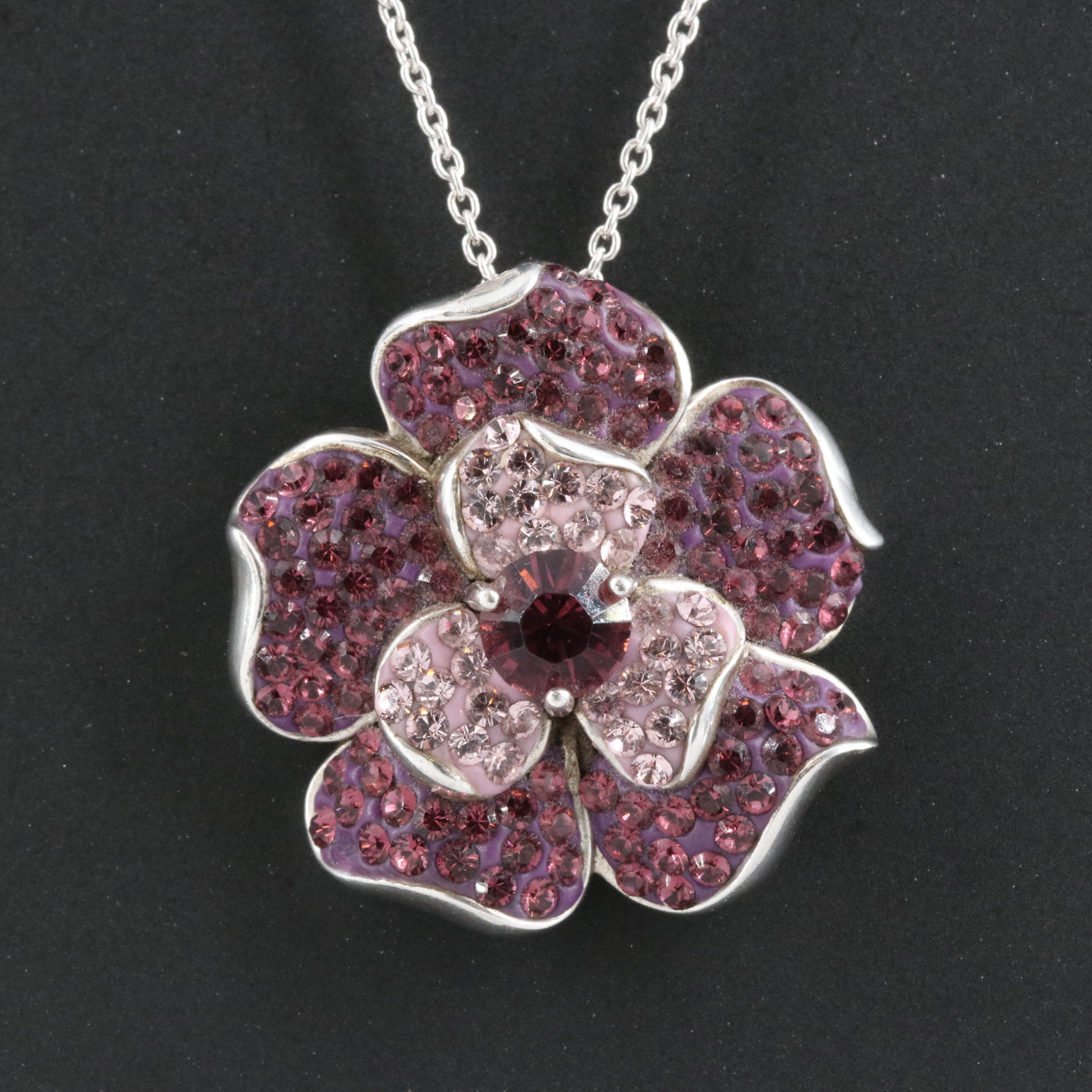 Sterling Glass Flower Necklace