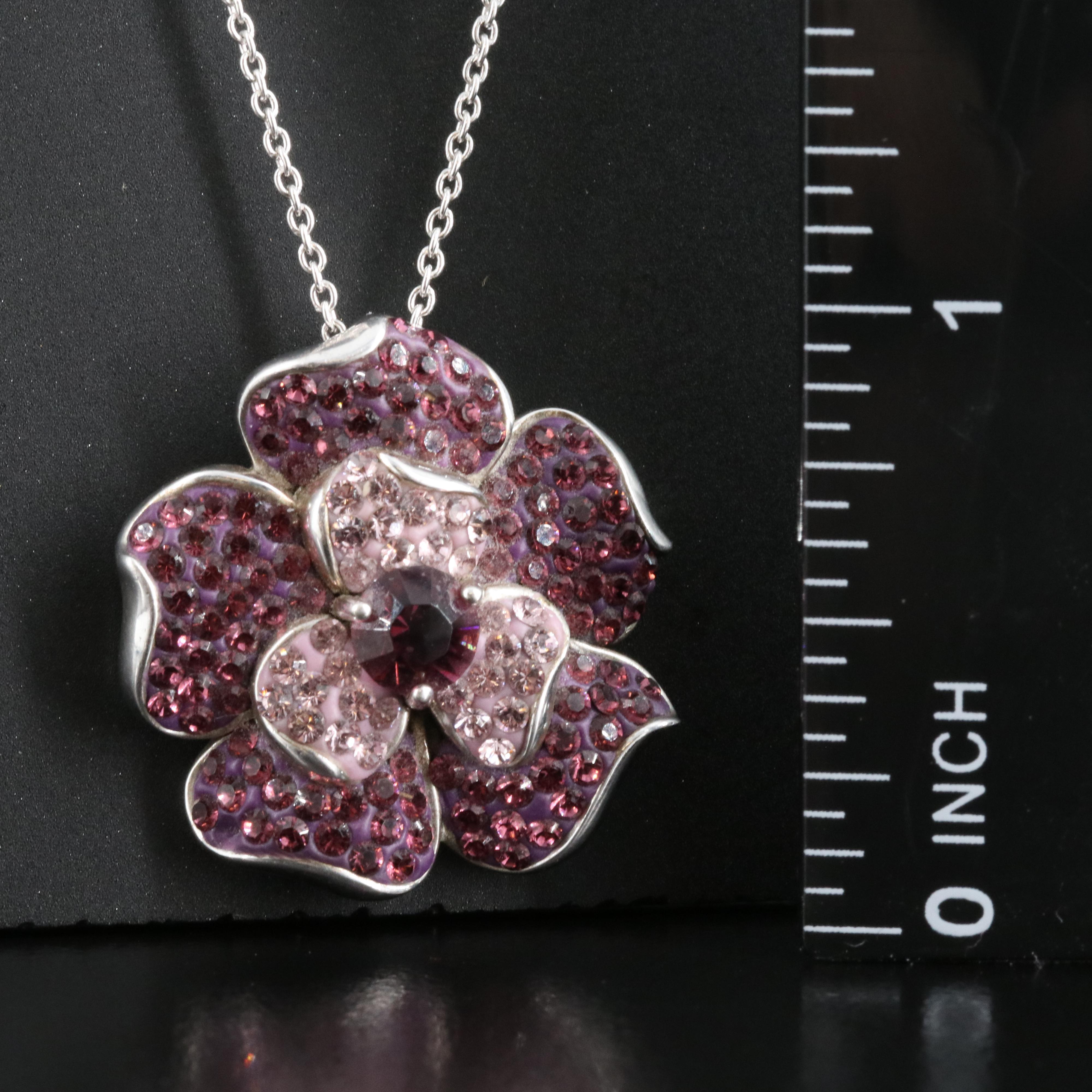 Sterling Glass Flower Necklace
