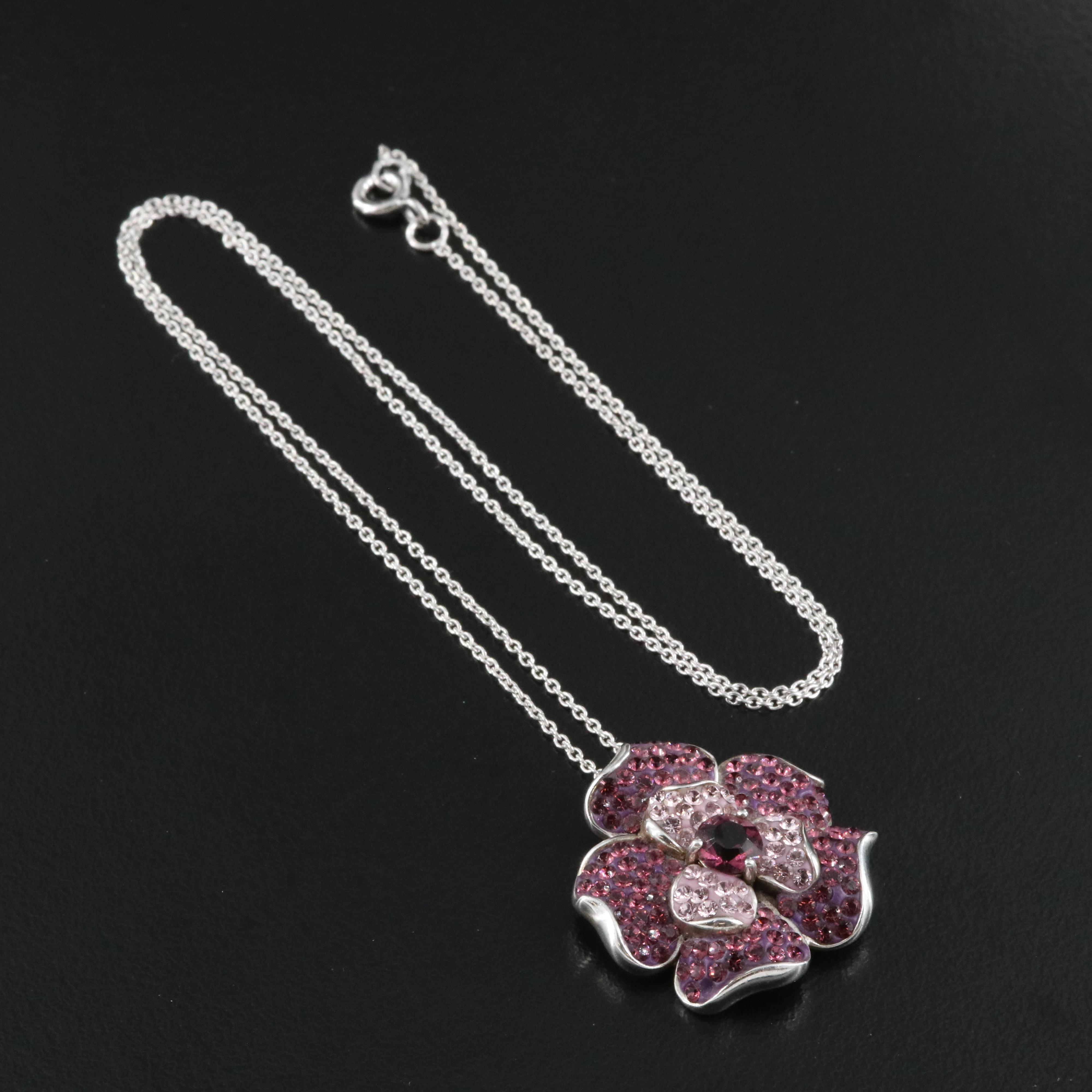 Sterling Glass Flower Necklace