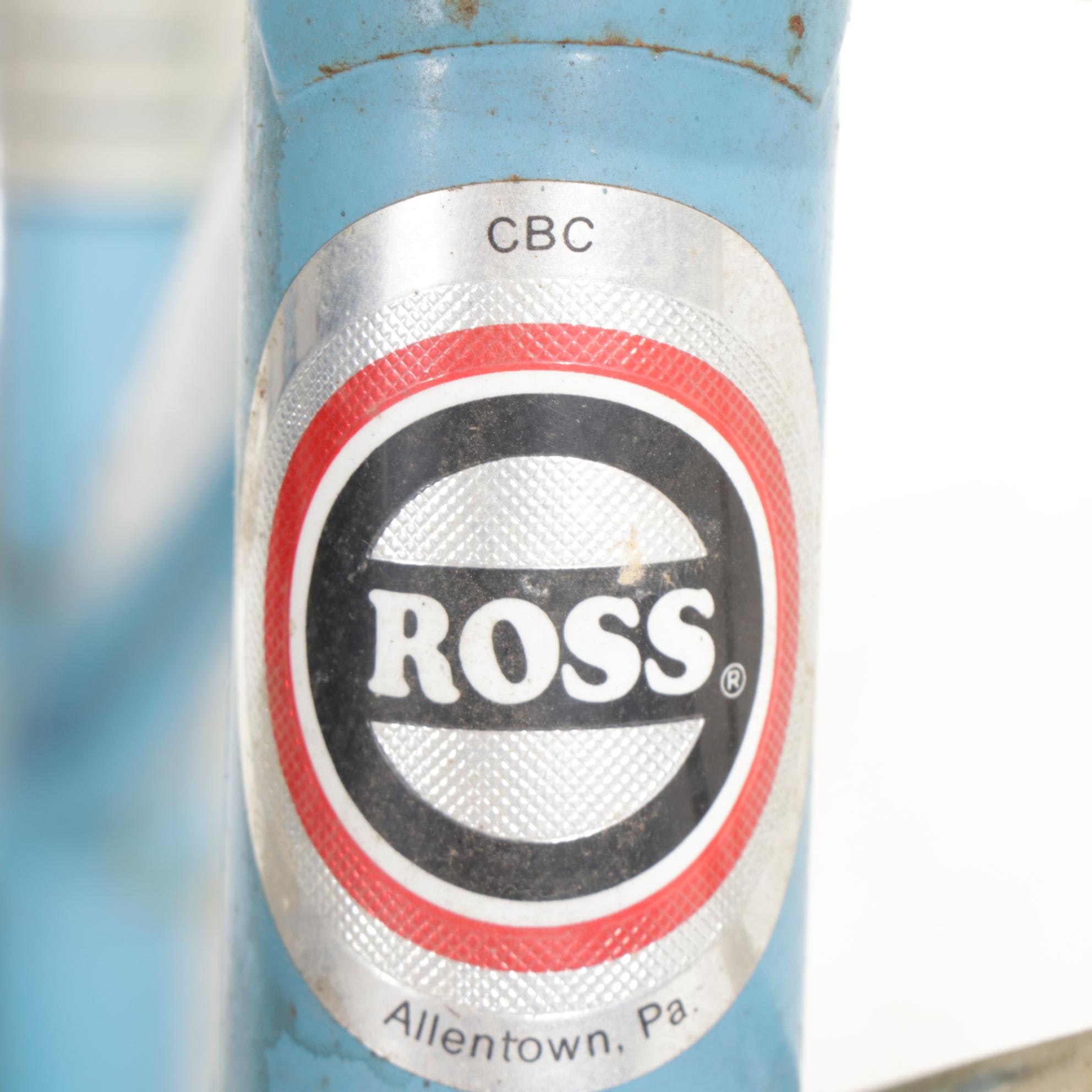 Ross Light Blue "Euro Tour" Bicycle with Tempered Lug Frame and Rear Basket