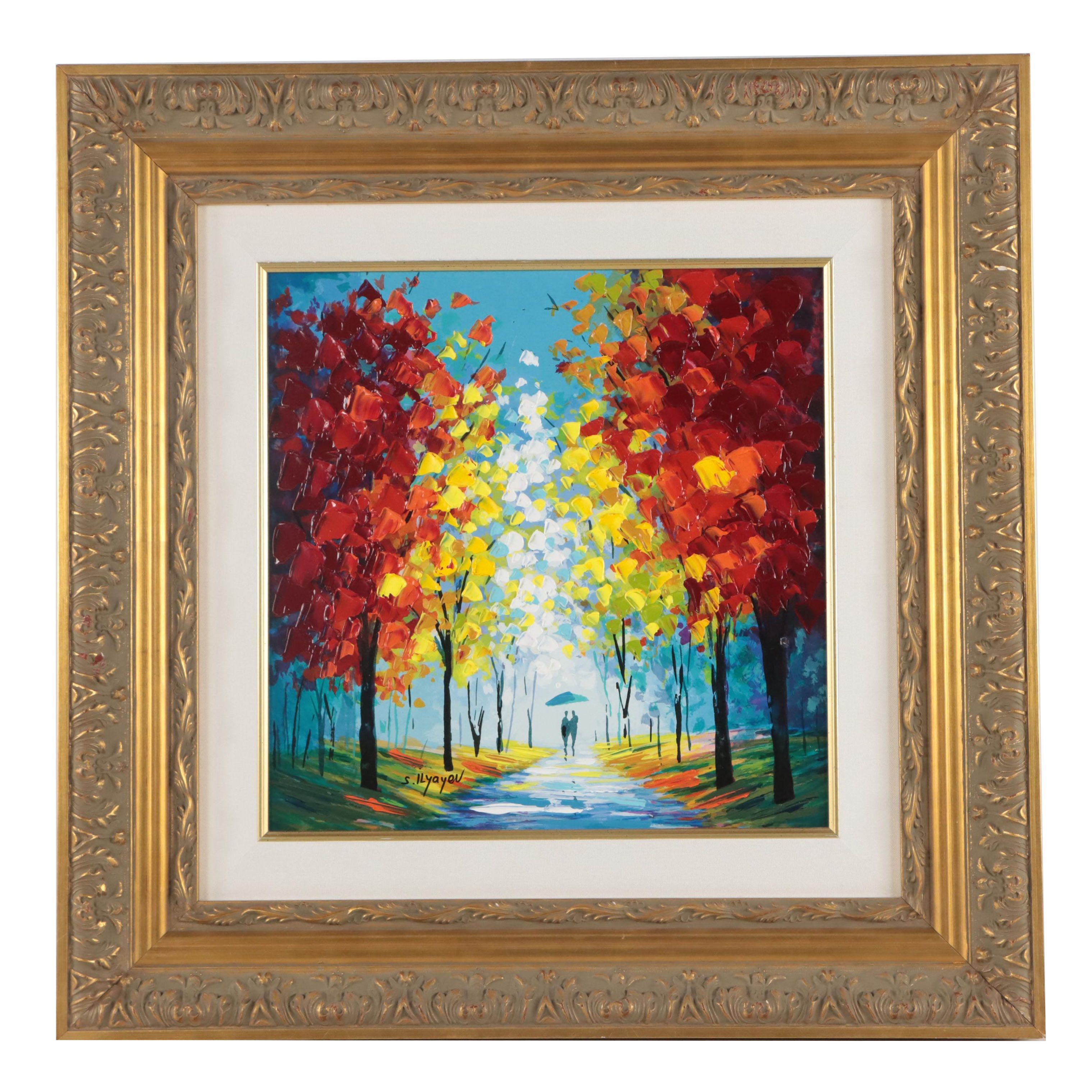 Slava Ilyayev Embellished Serigraph, "Autumn Rain," 21st Century