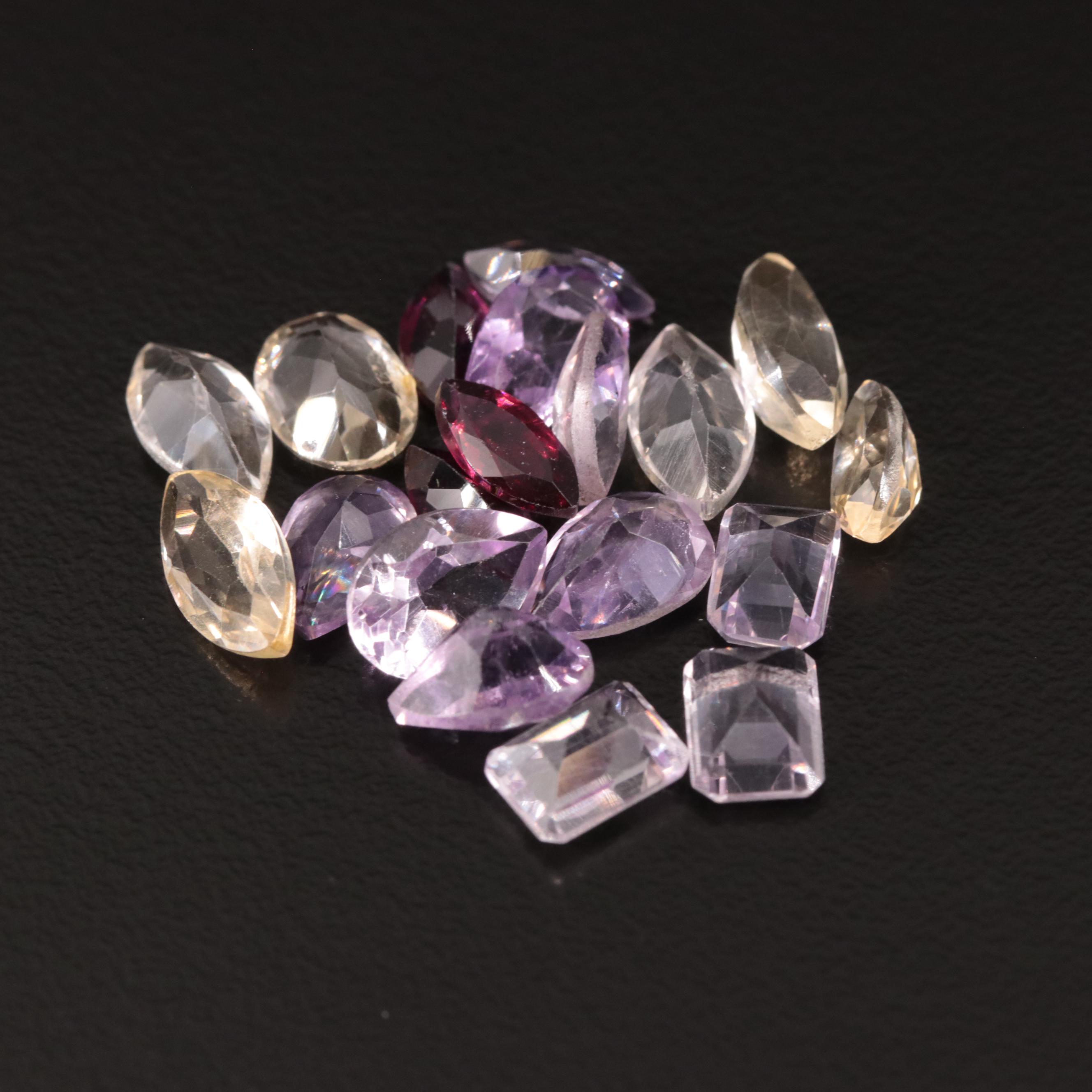 Loose 17.87 CTW Amethyst, Citrine, and Garnet Lot