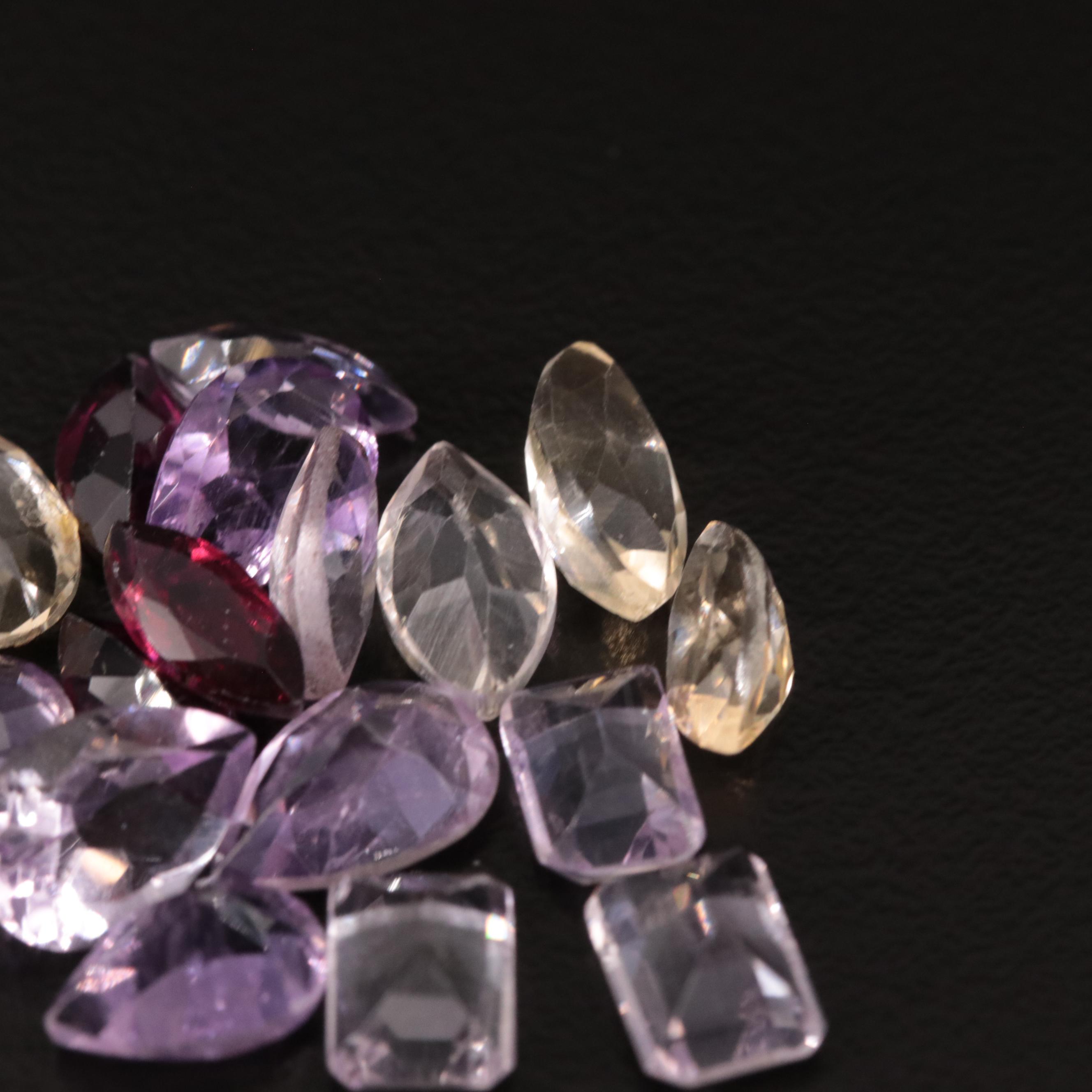 Loose 17.87 CTW Amethyst, Citrine, and Garnet Lot