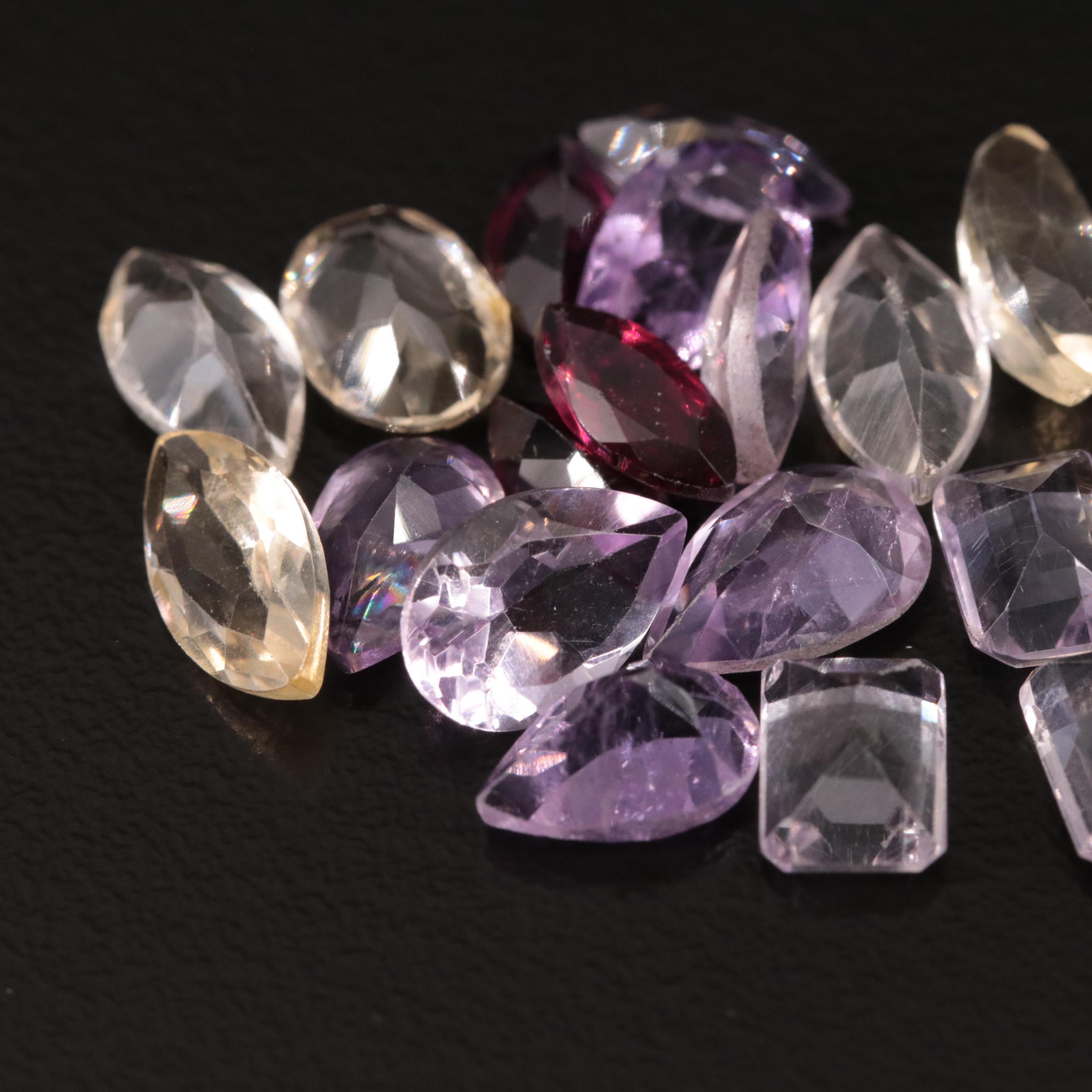 Loose 17.87 CTW Amethyst, Citrine, and Garnet Lot