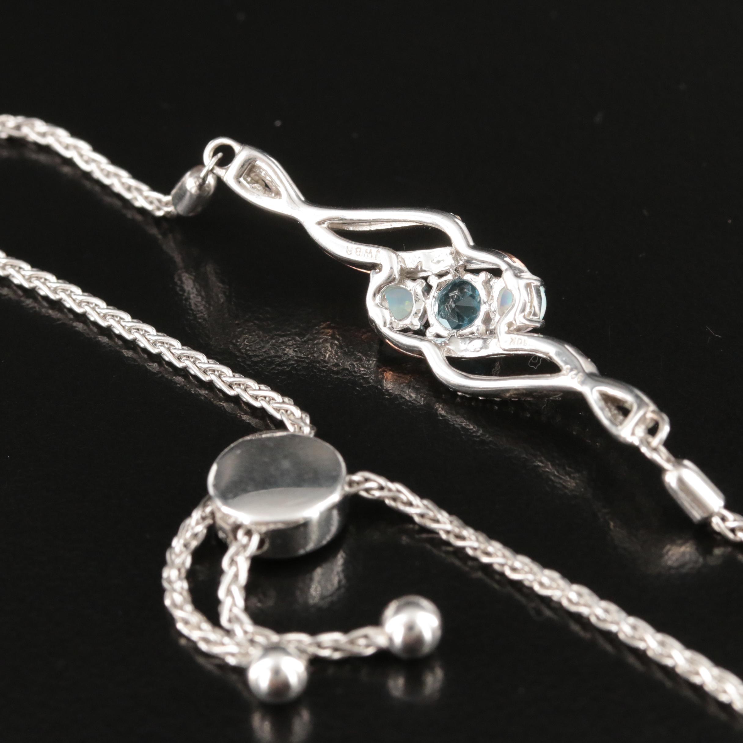 Sterling Topaz and Opal Bolo Bracelet with 10 KT Rose Gold Accents