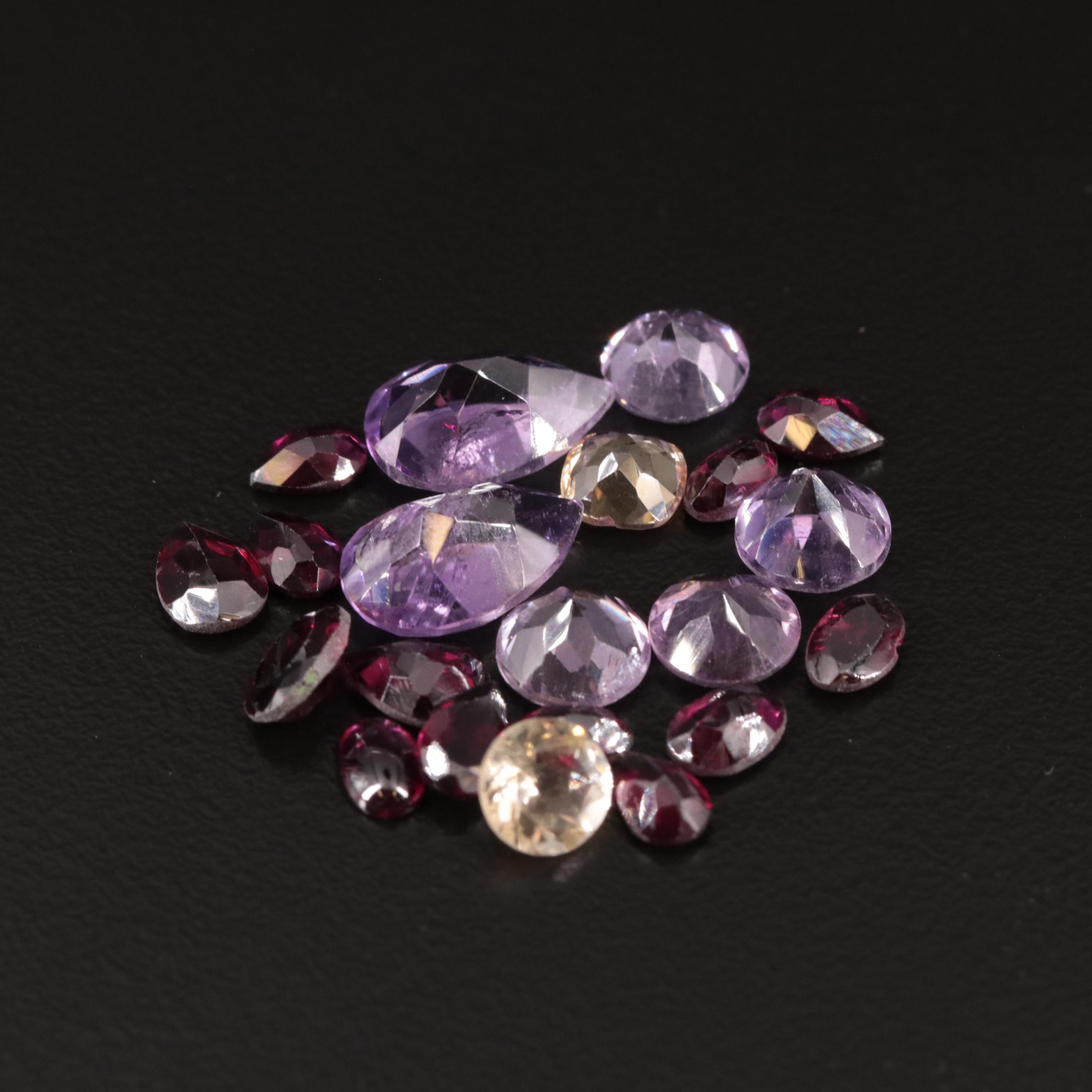 Loose 20.25 CTW Amethyst, Garnet, and Citrine Lot