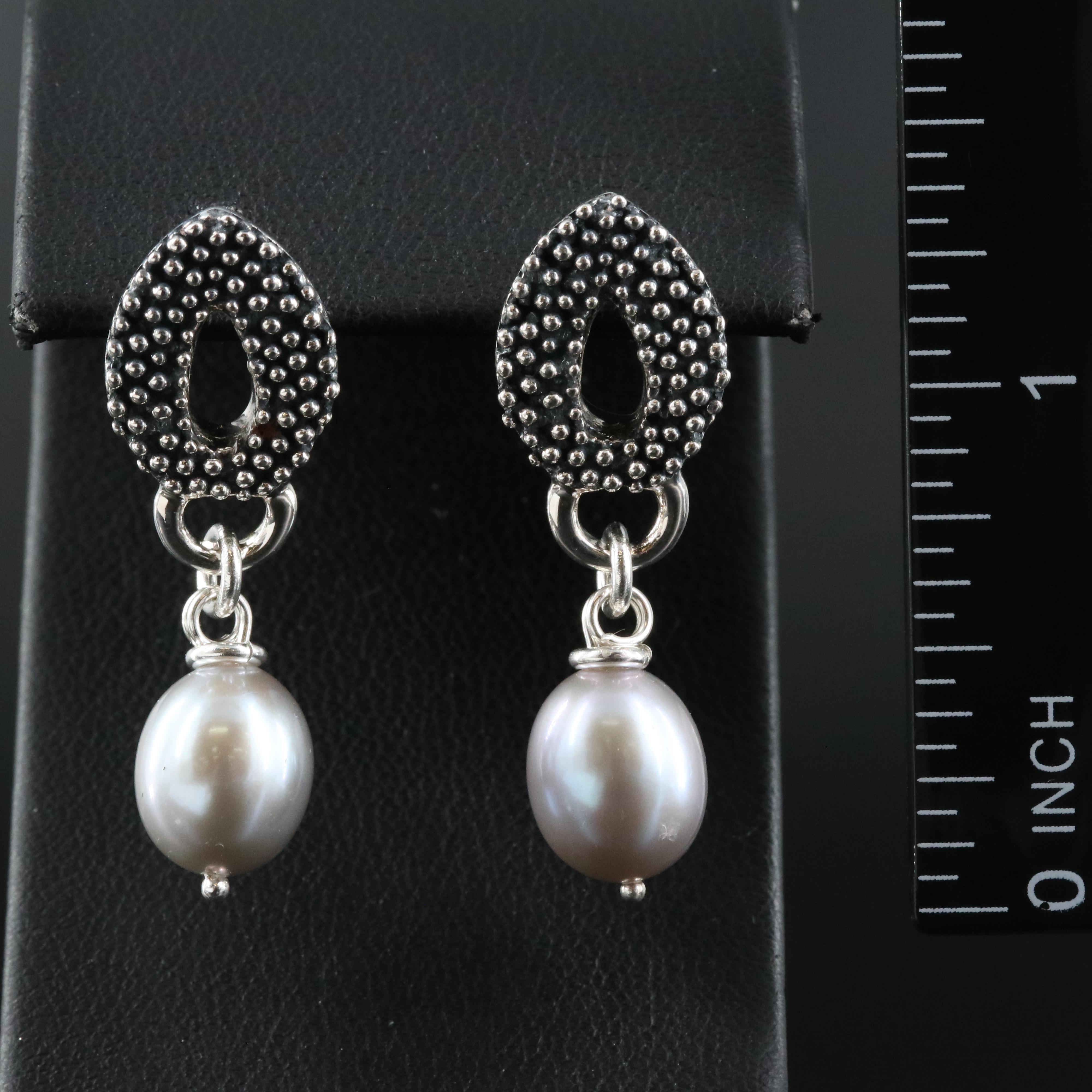 Michael Dawkins Sterling Pearl Earrings with 14K Accents