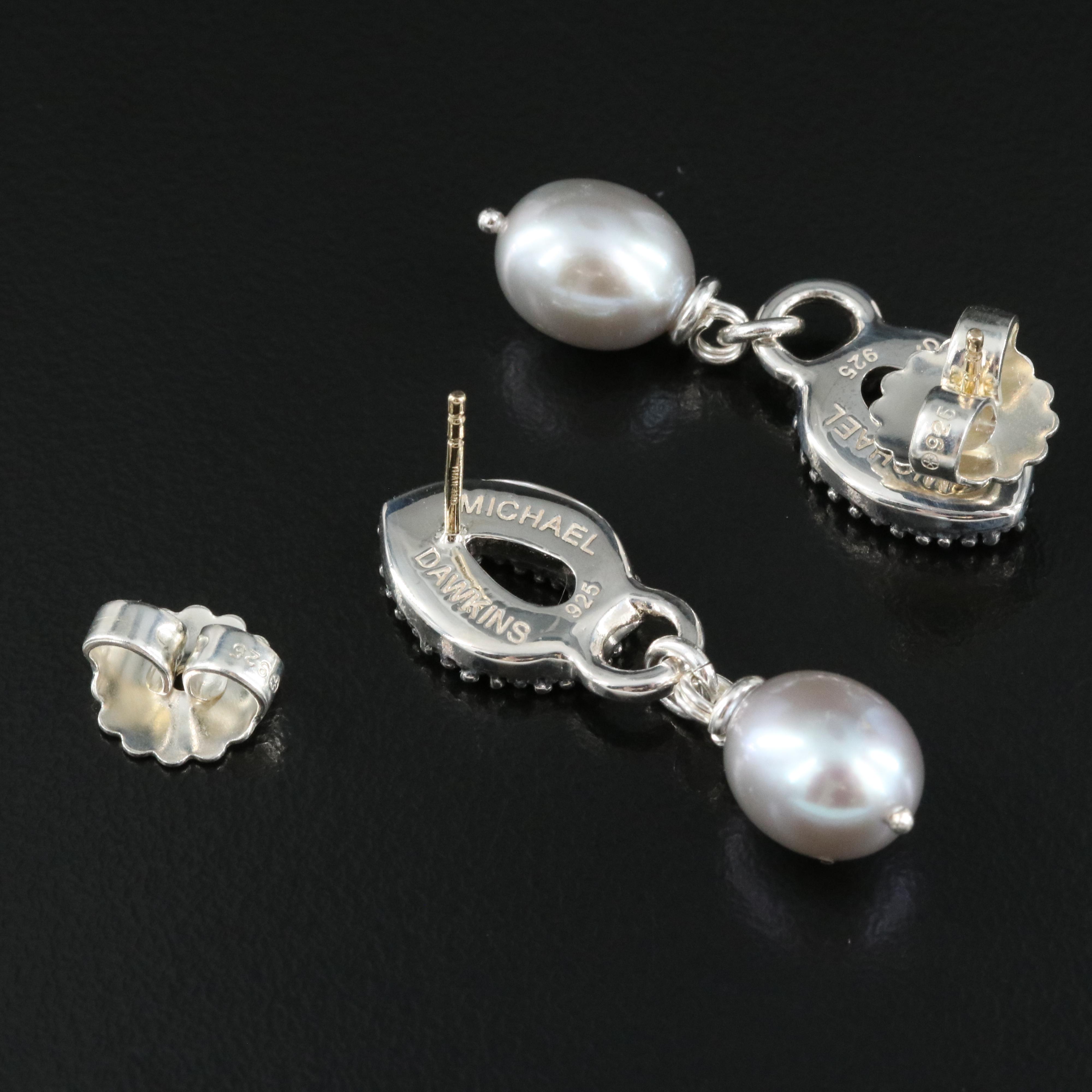Michael Dawkins Sterling Pearl Earrings with 14K Accents