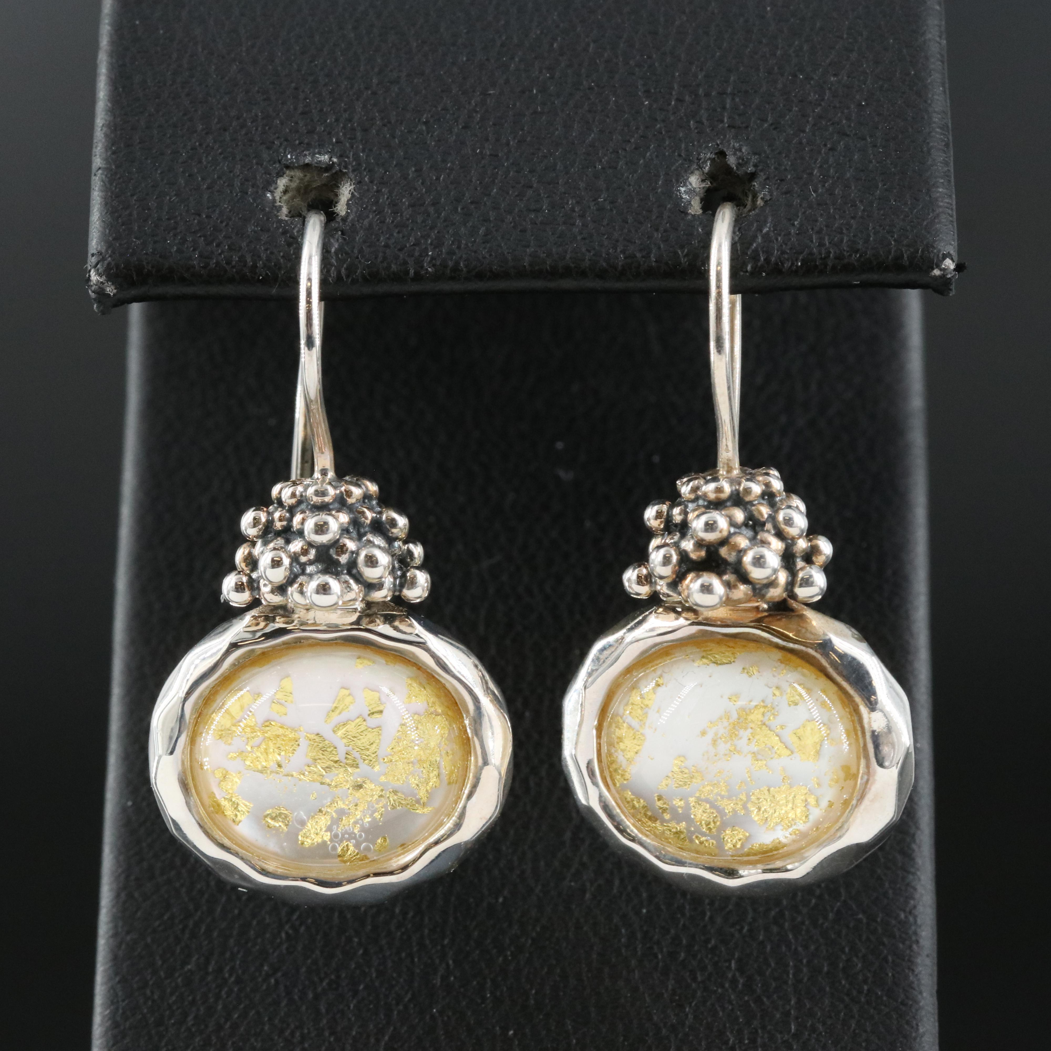 Michael Dawkins Sterling Quartz and Mother-of-Pearl Doublet Earrings