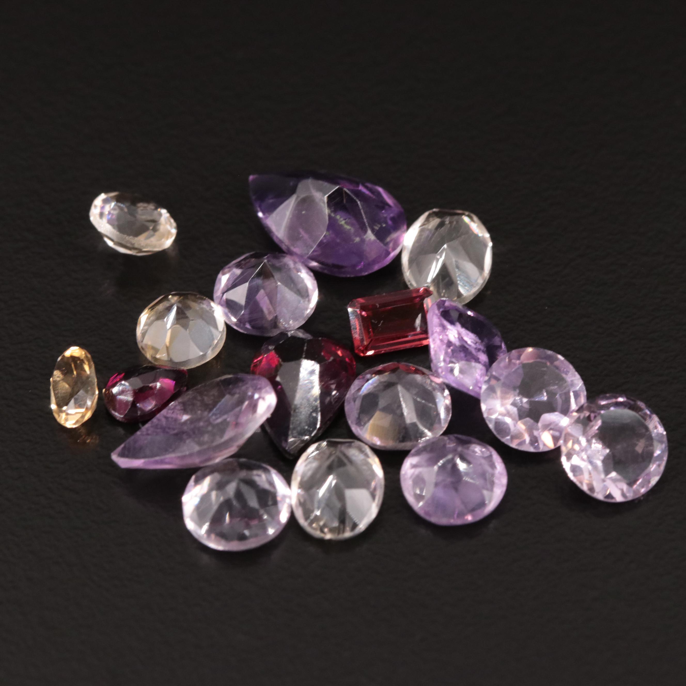 Loose 20.75 CTW Amethyst, Citrine, and Garnet Lot